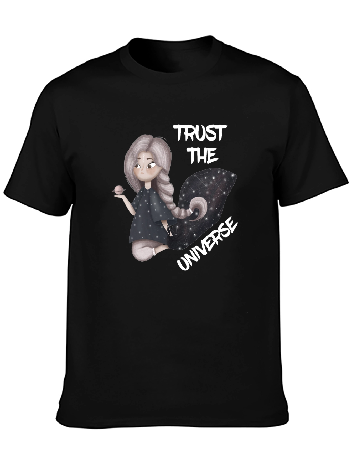 Trust the Universe Graphic Tee - Black Cotton Blend