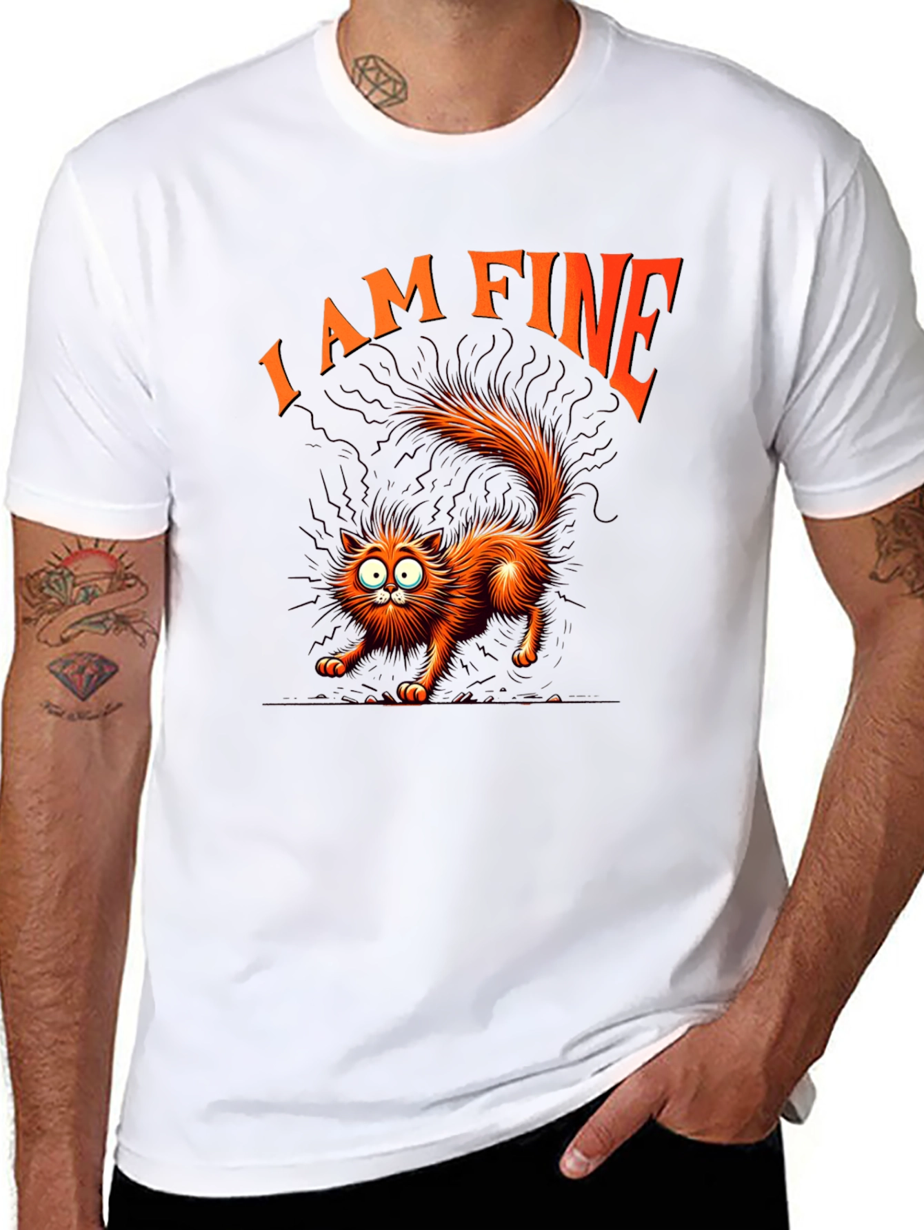 I am Fine Cat T-Shirt - Black