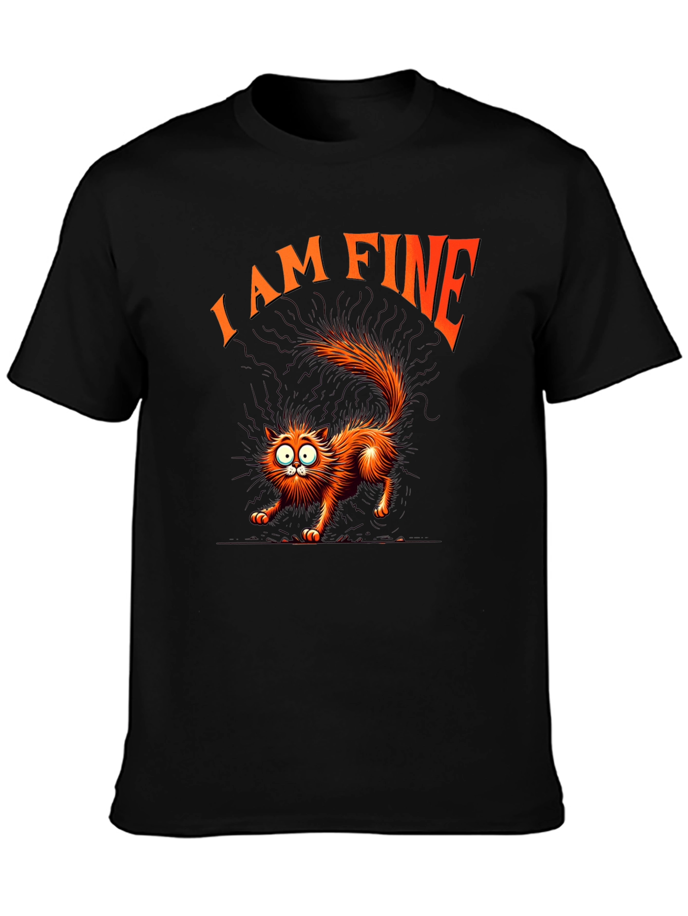 I am Fine Cat T-Shirt - Black