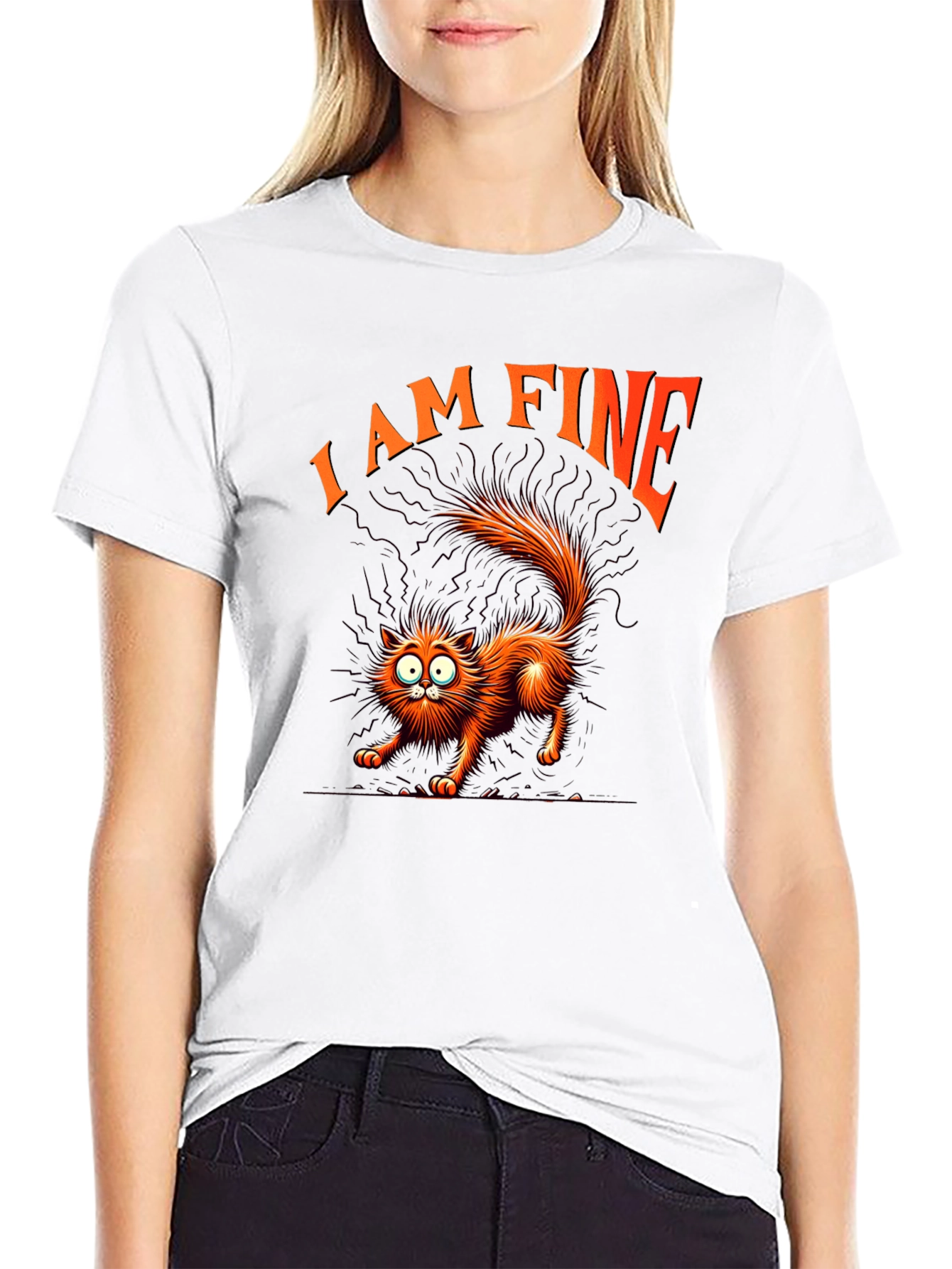 I am Fine Cat T-Shirt - Black