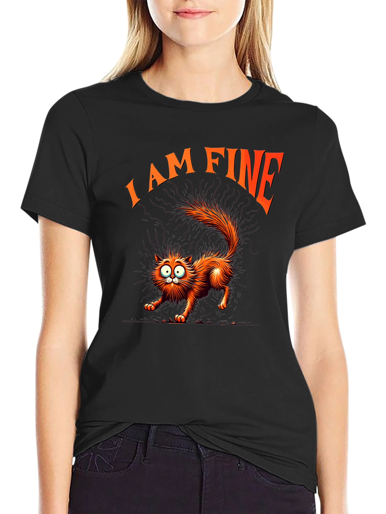 I am Fine Cat T-Shirt - Black