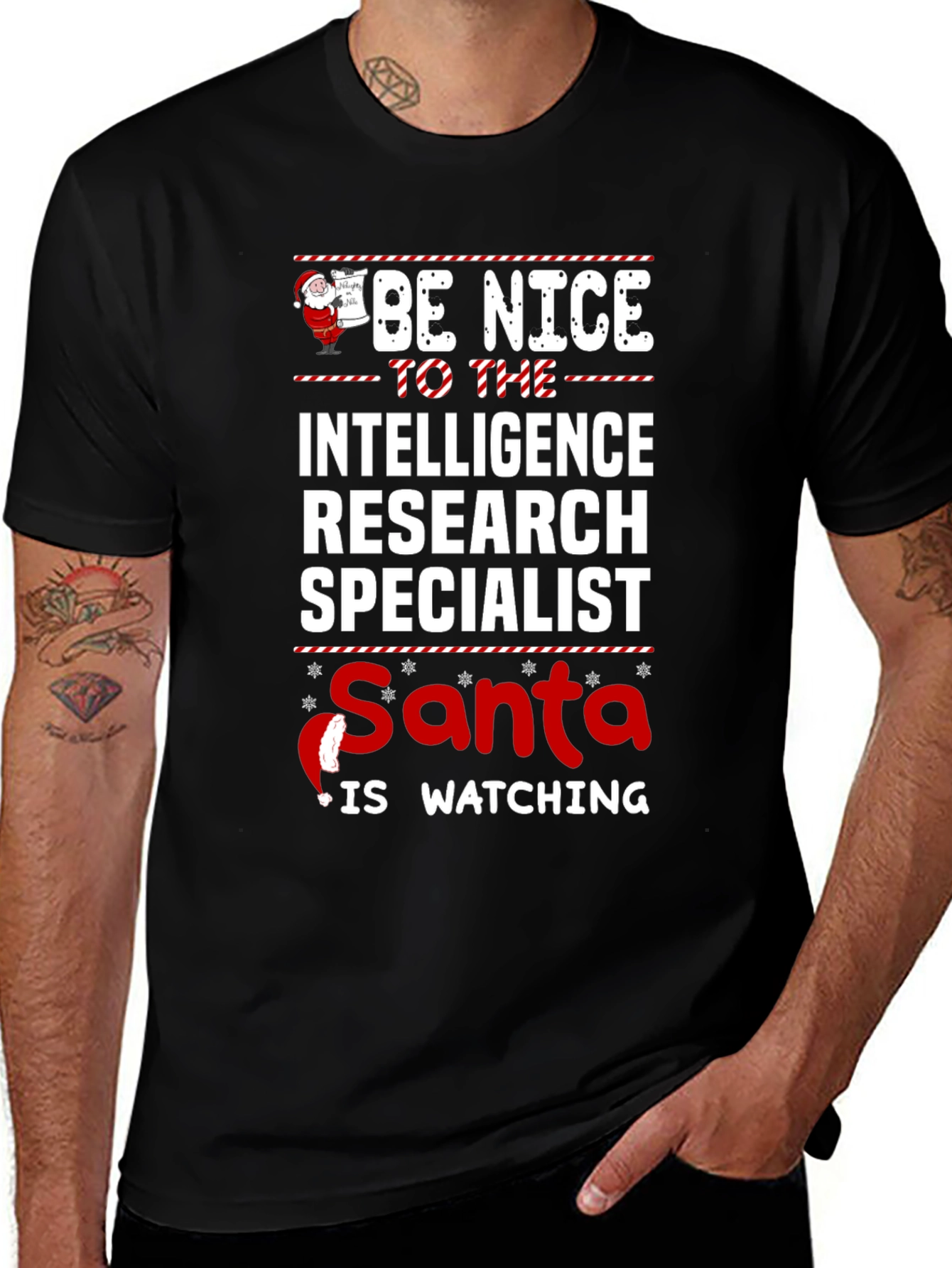 Intelligence Research Specialist Santa Watching T-Shirt
