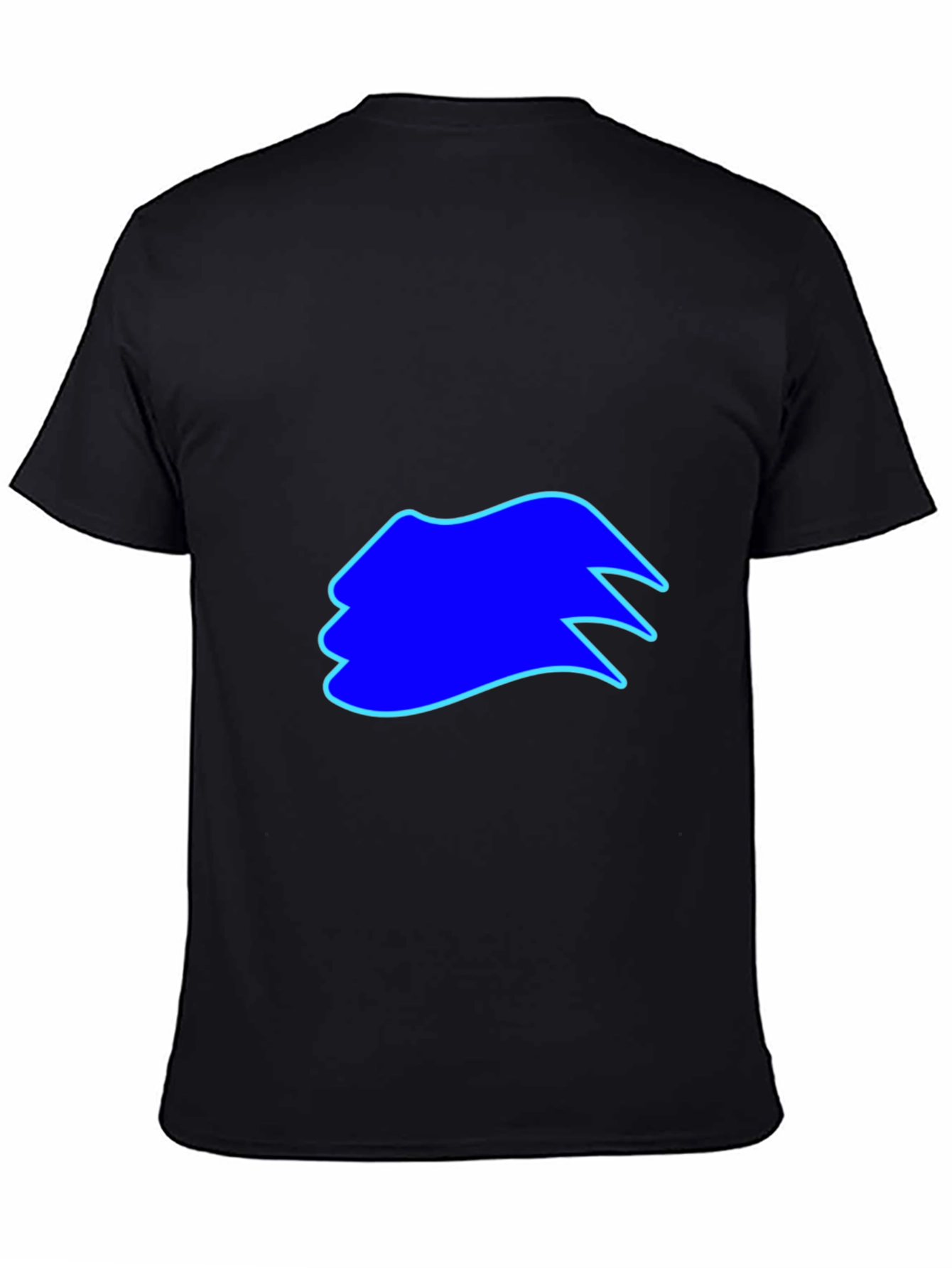 Mens Black T-Shirt with Blue Graphic Design