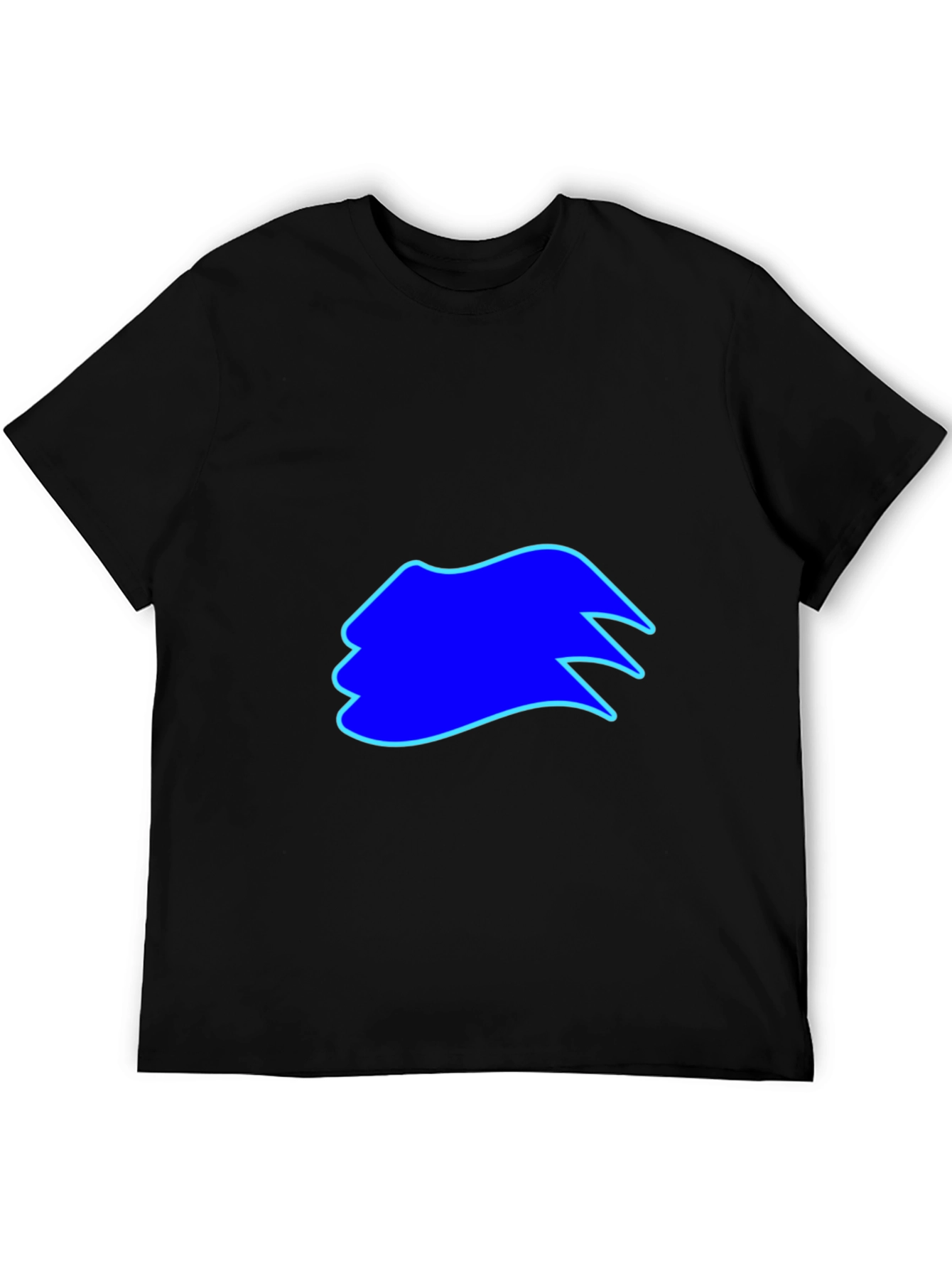 Mens Black T-Shirt with Blue Graphic Design