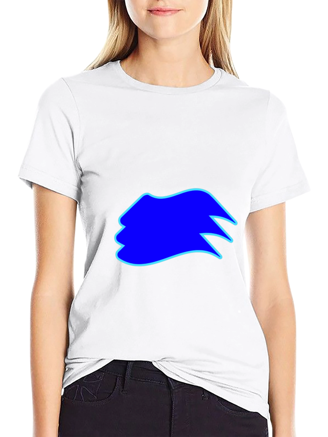 Mens Black T-Shirt with Blue Graphic Design