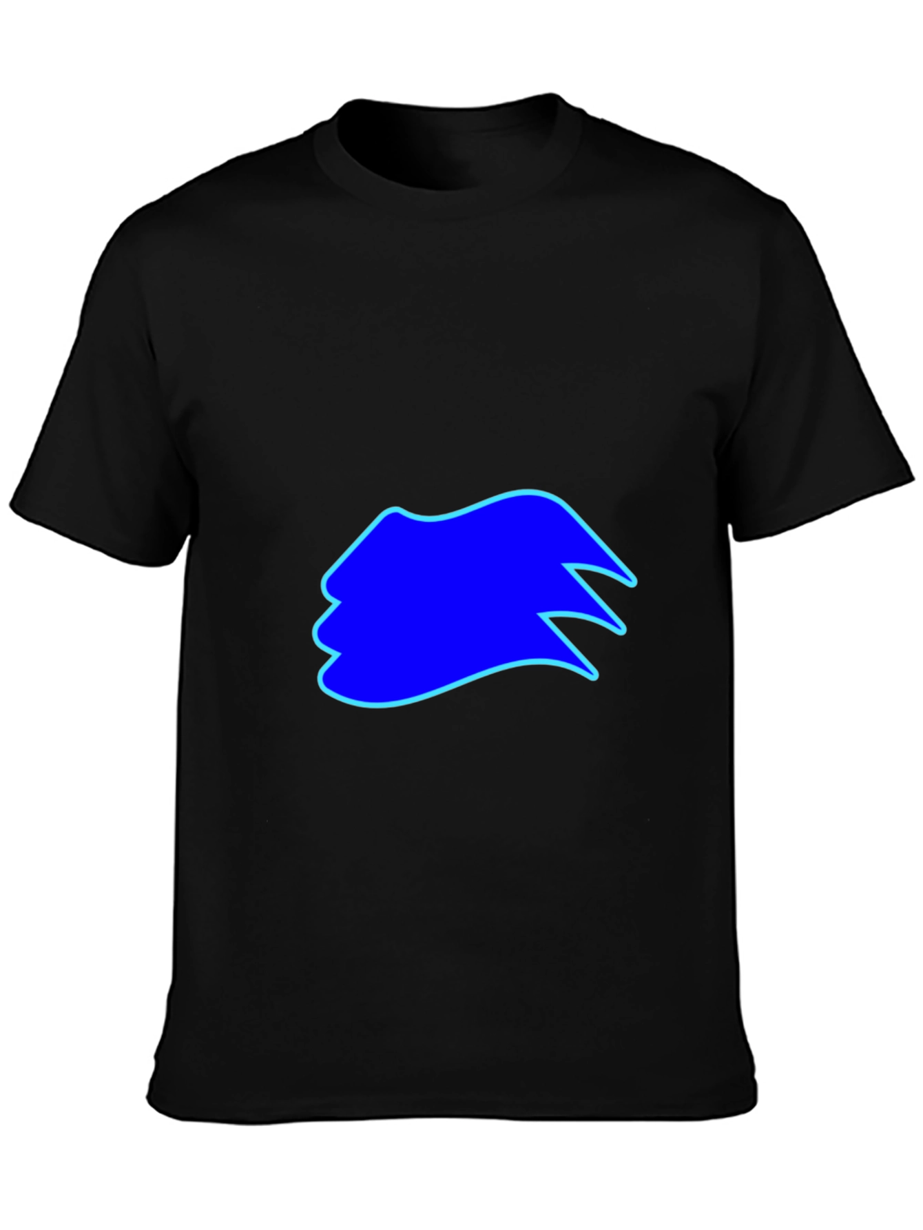 Mens Black T-Shirt with Blue Graphic Design