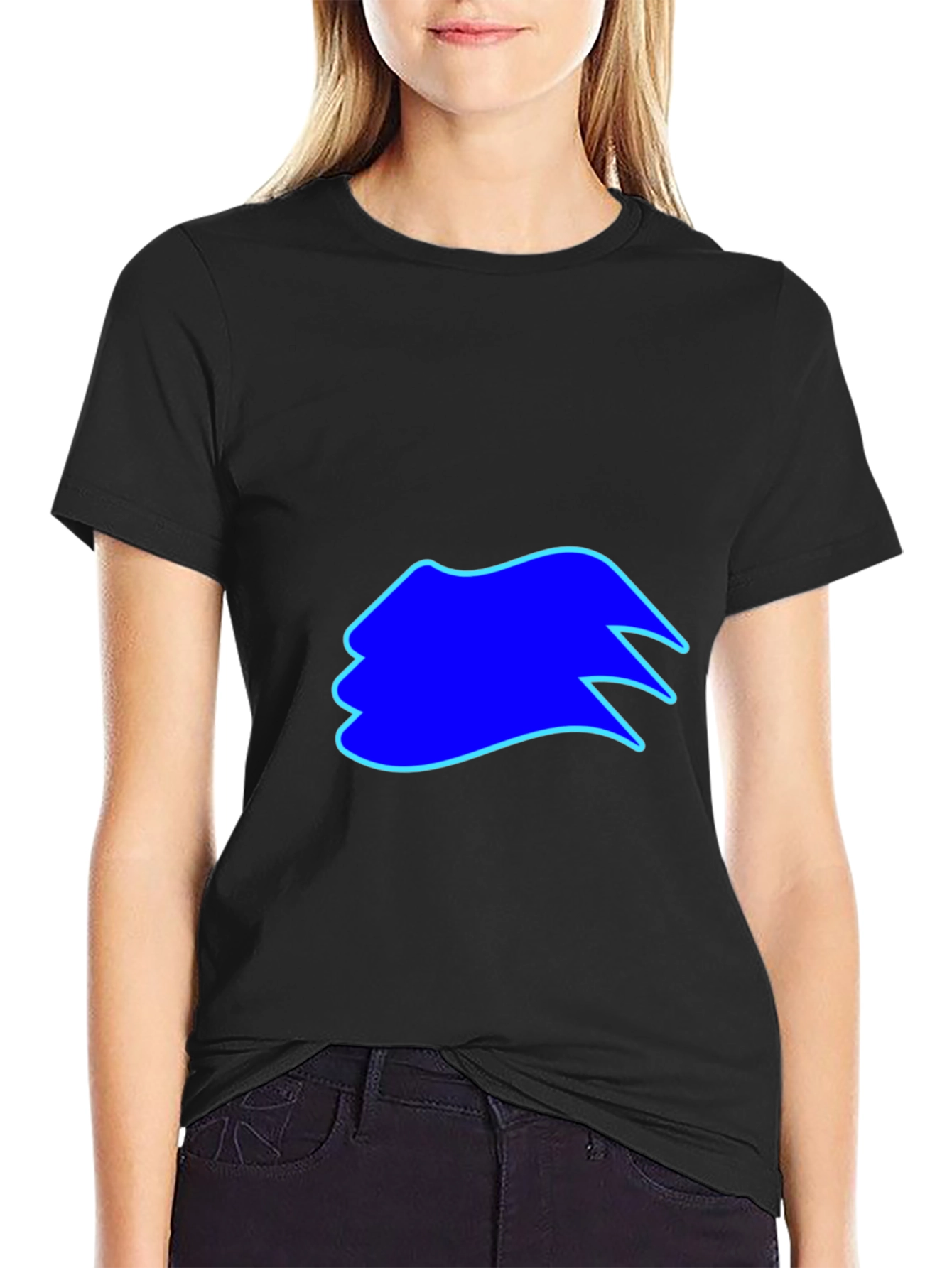 Mens Black T-Shirt with Blue Graphic Design