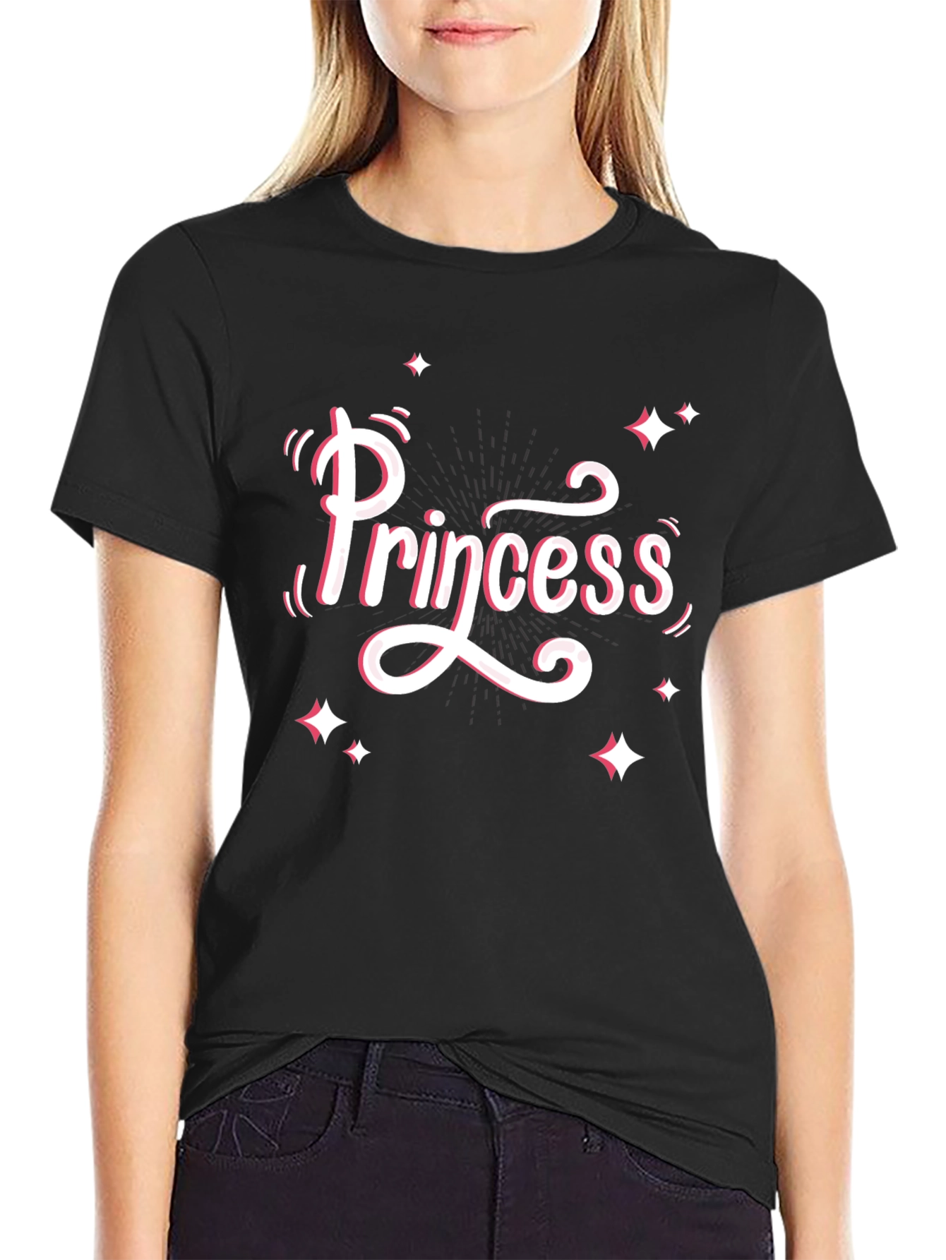 Princess Graphic Tee - Stylish Black Cotton T-Shirt