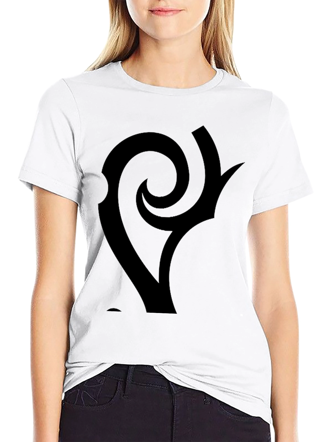 Black Graphic Tee - Abstract Swirl Design