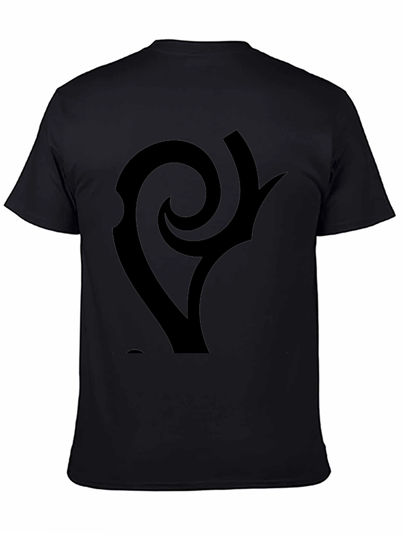 Black Graphic Tee - Abstract Swirl Design