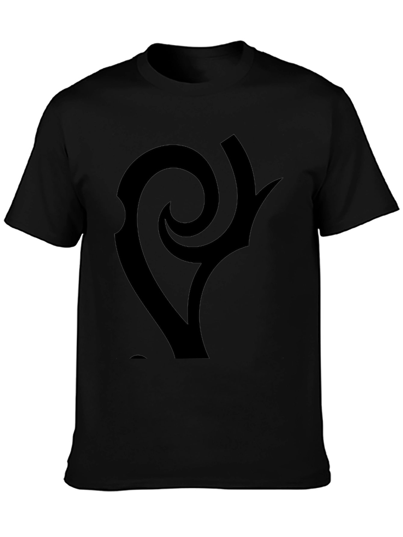Black Graphic Tee - Abstract Swirl Design