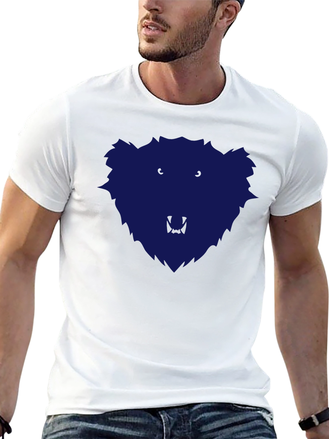 Mens Black T-Shirt with Blue Bear Graphic