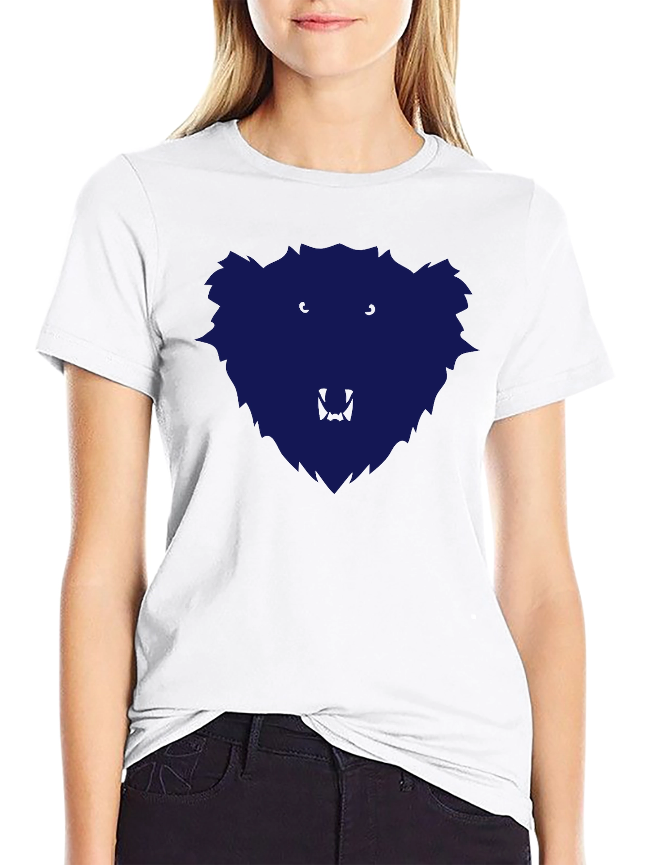 Mens Black T-Shirt with Blue Bear Graphic