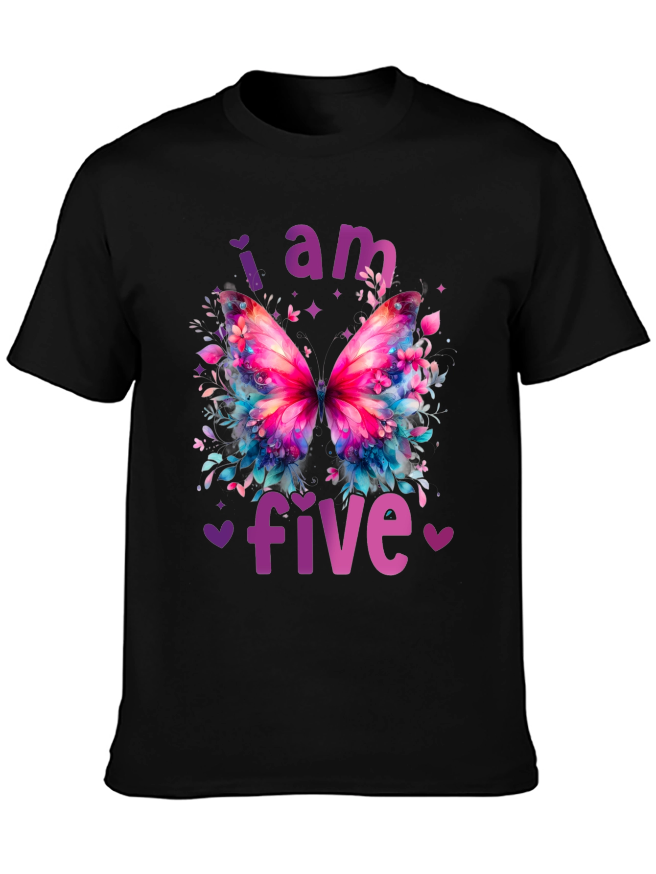 I am Five Butterfly Birthday Shirt
