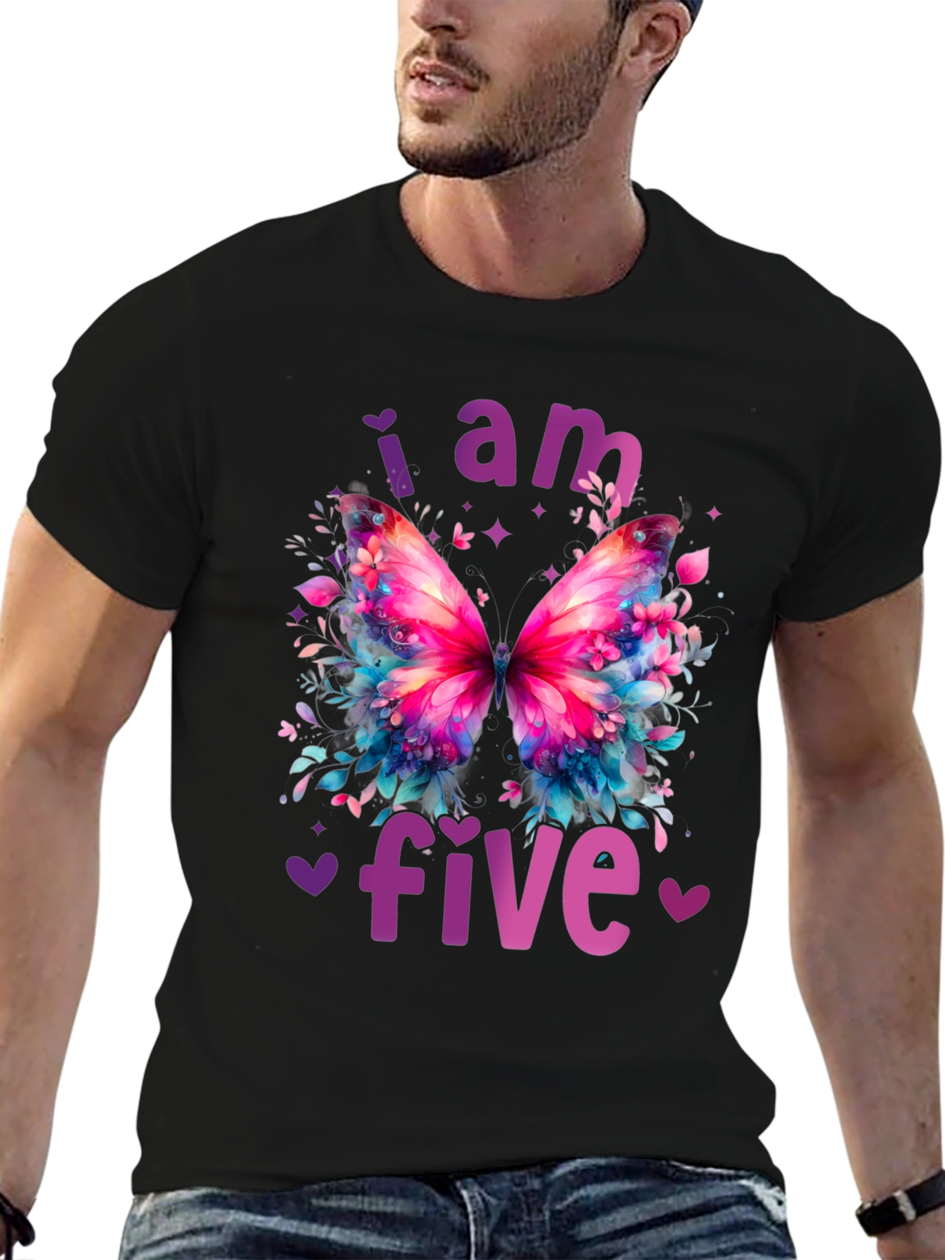 I am Five Butterfly Birthday Shirt