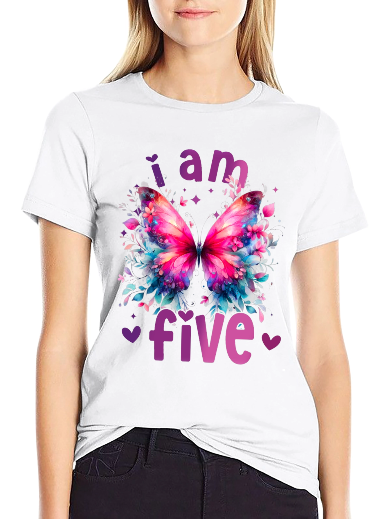 I am Five Butterfly Birthday Shirt