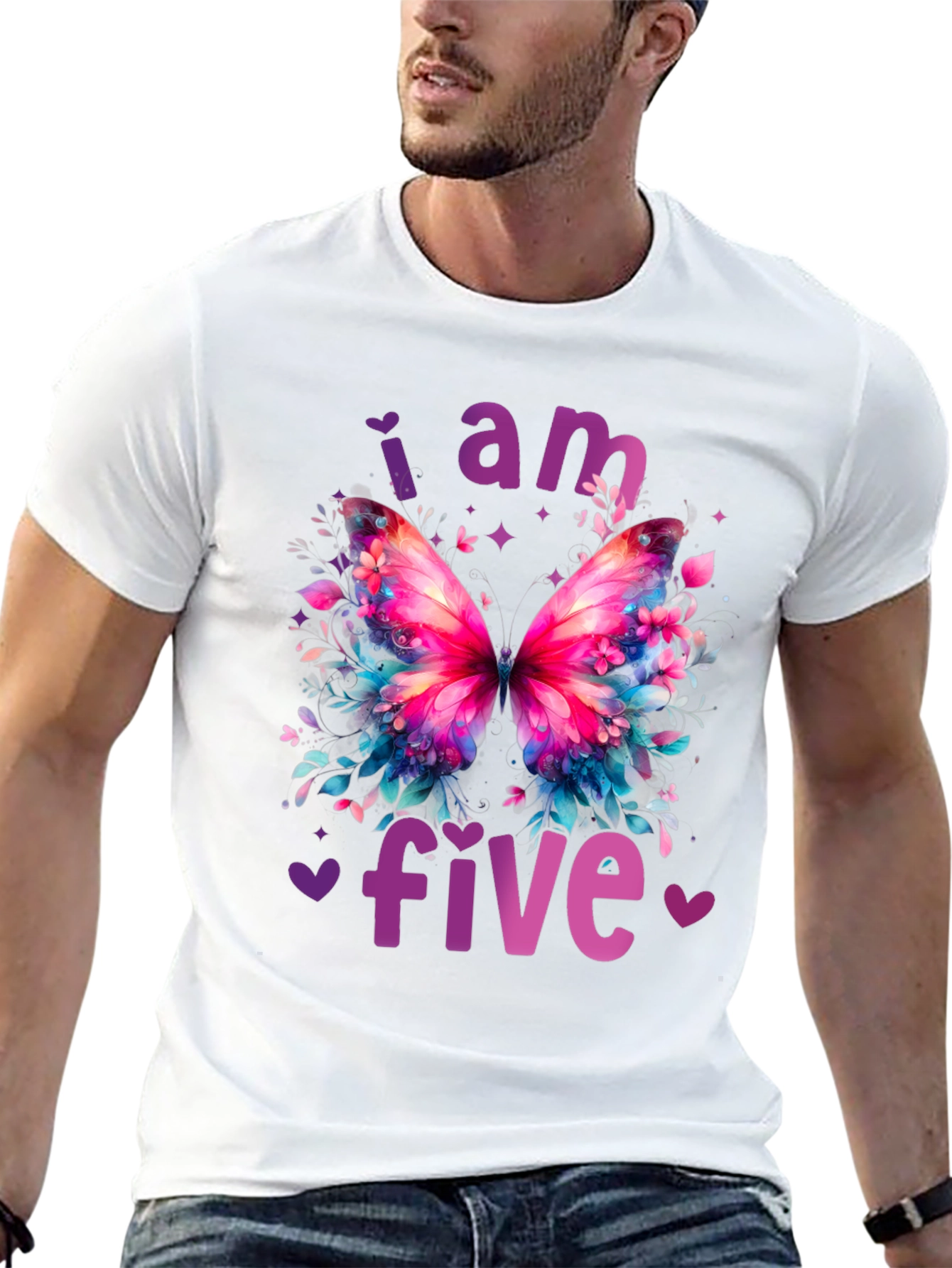 I am Five Butterfly Birthday Shirt