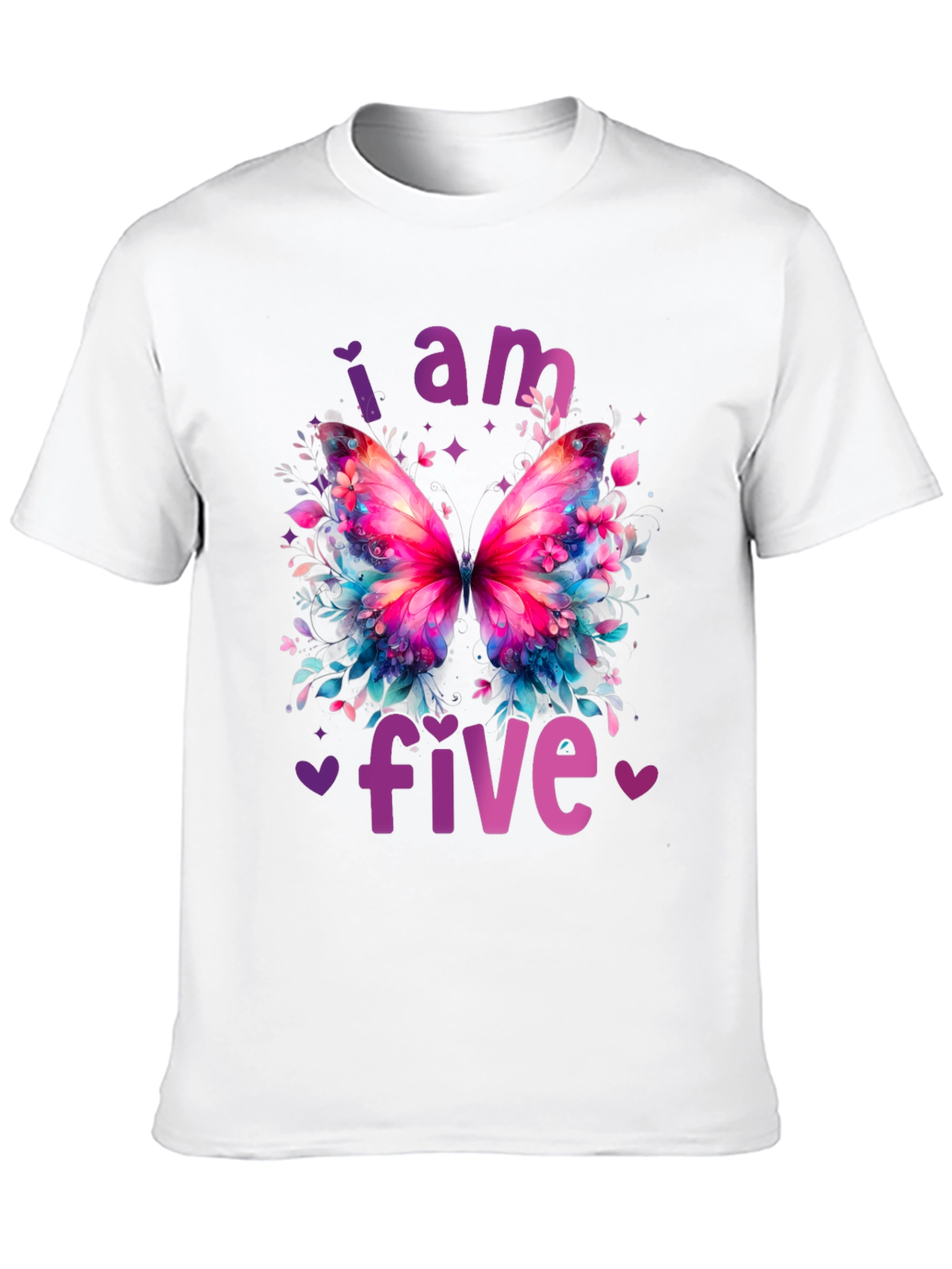 I am Five Butterfly Birthday Shirt