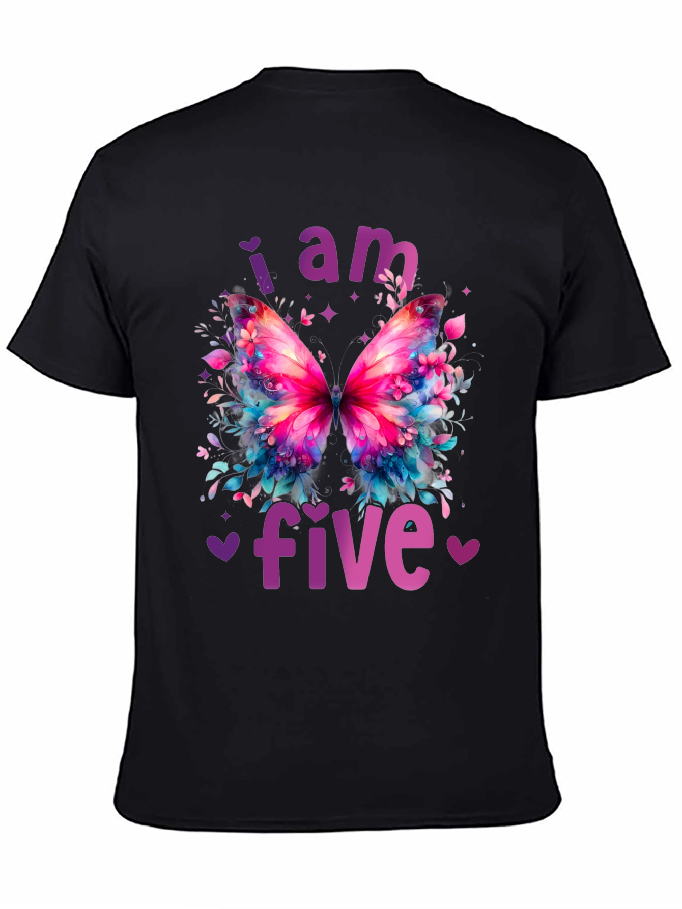 I am Five Butterfly Birthday Shirt