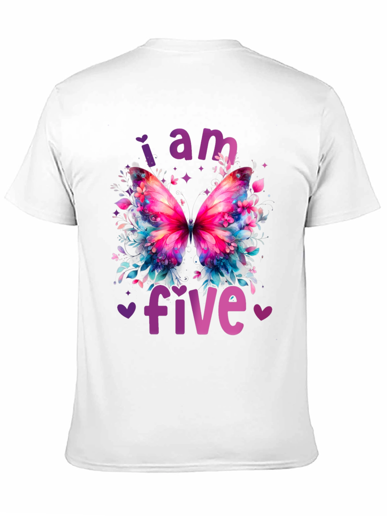 I am Five Butterfly Birthday Shirt