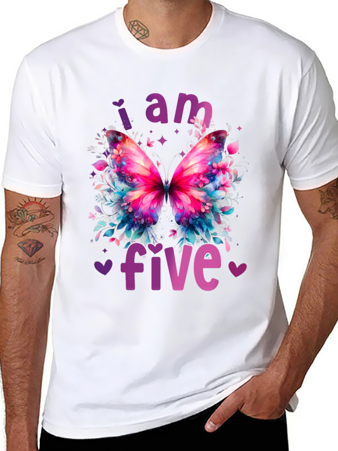 I am Five Butterfly Birthday Shirt