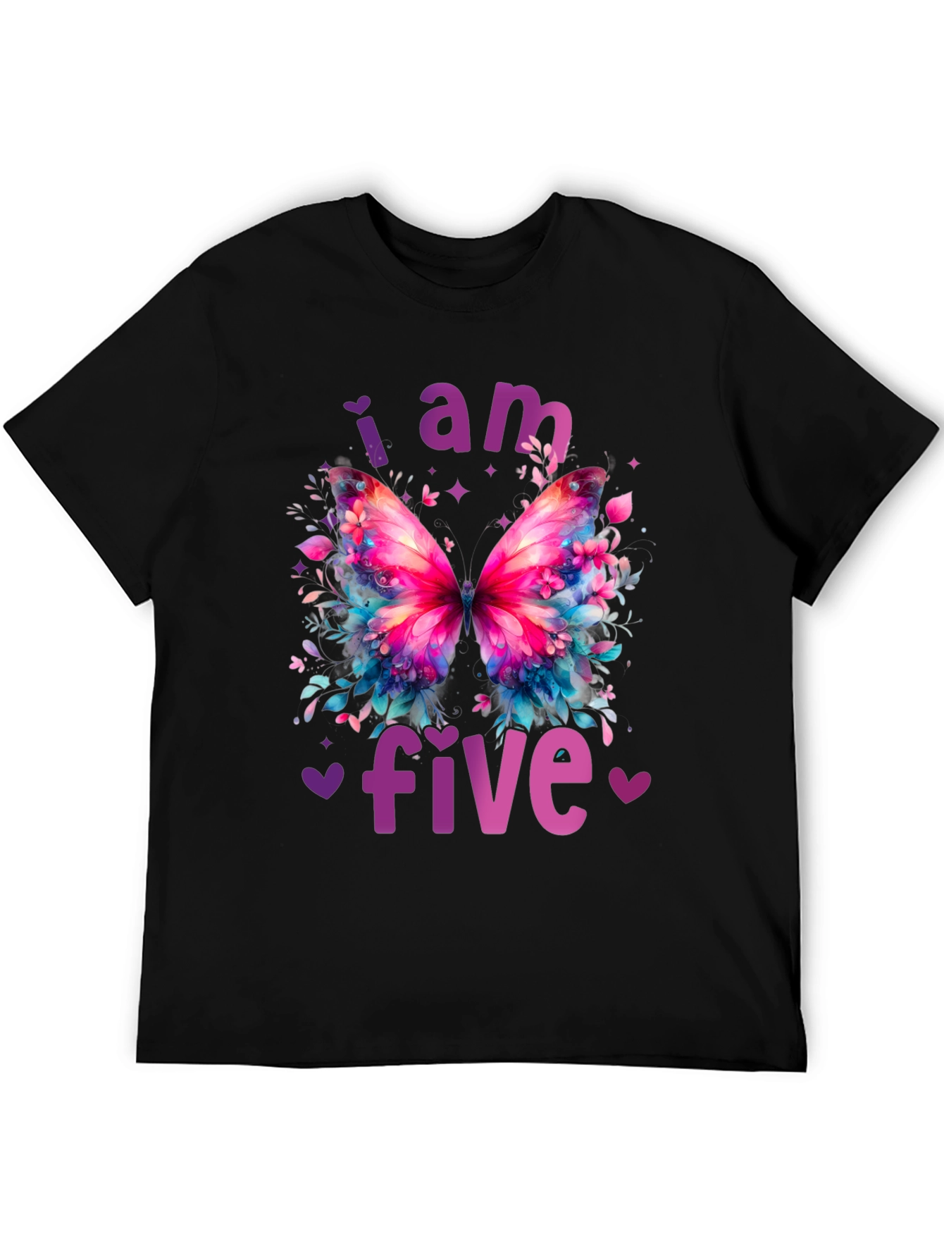 I am Five Butterfly Birthday Shirt