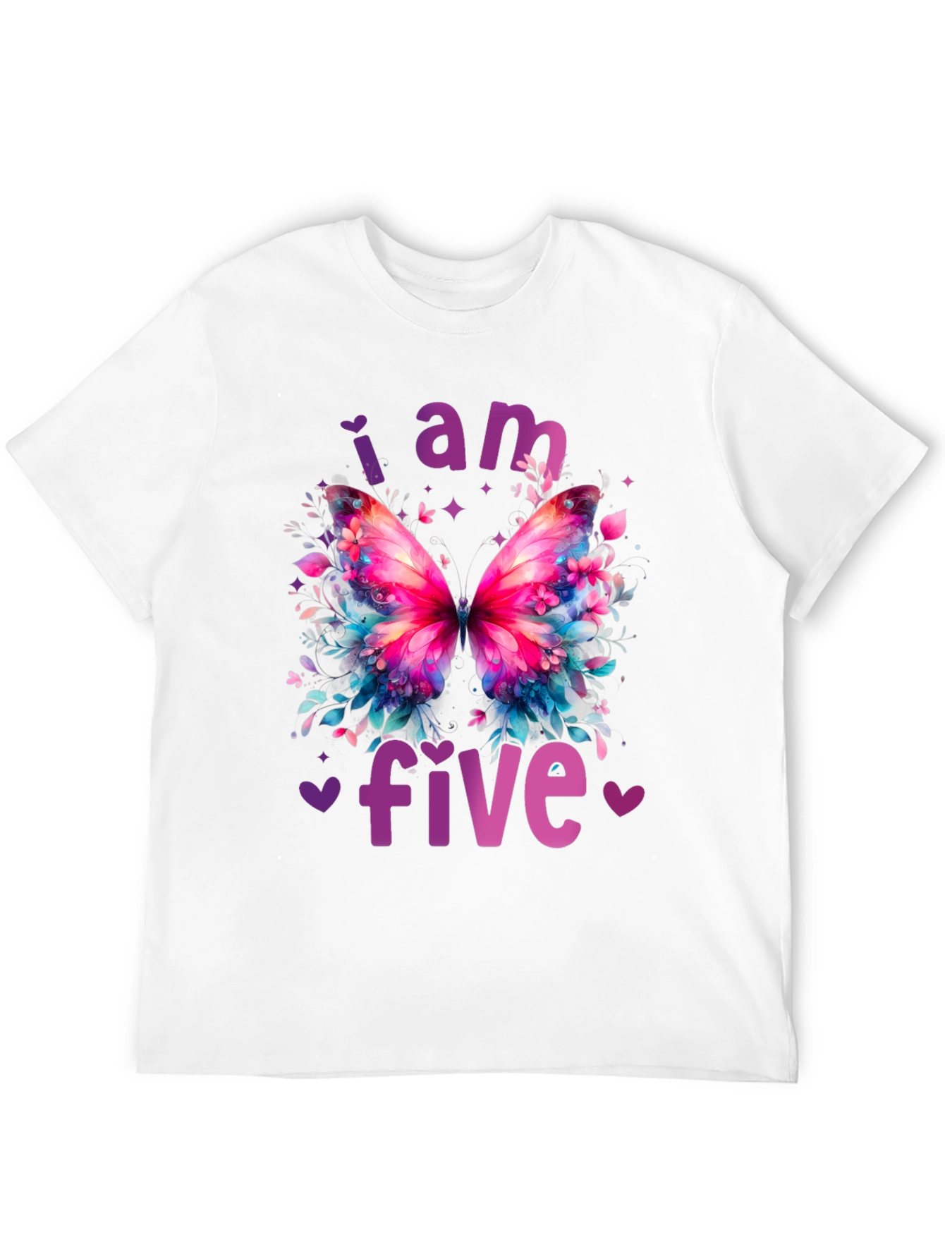 I am Five Butterfly Birthday Shirt