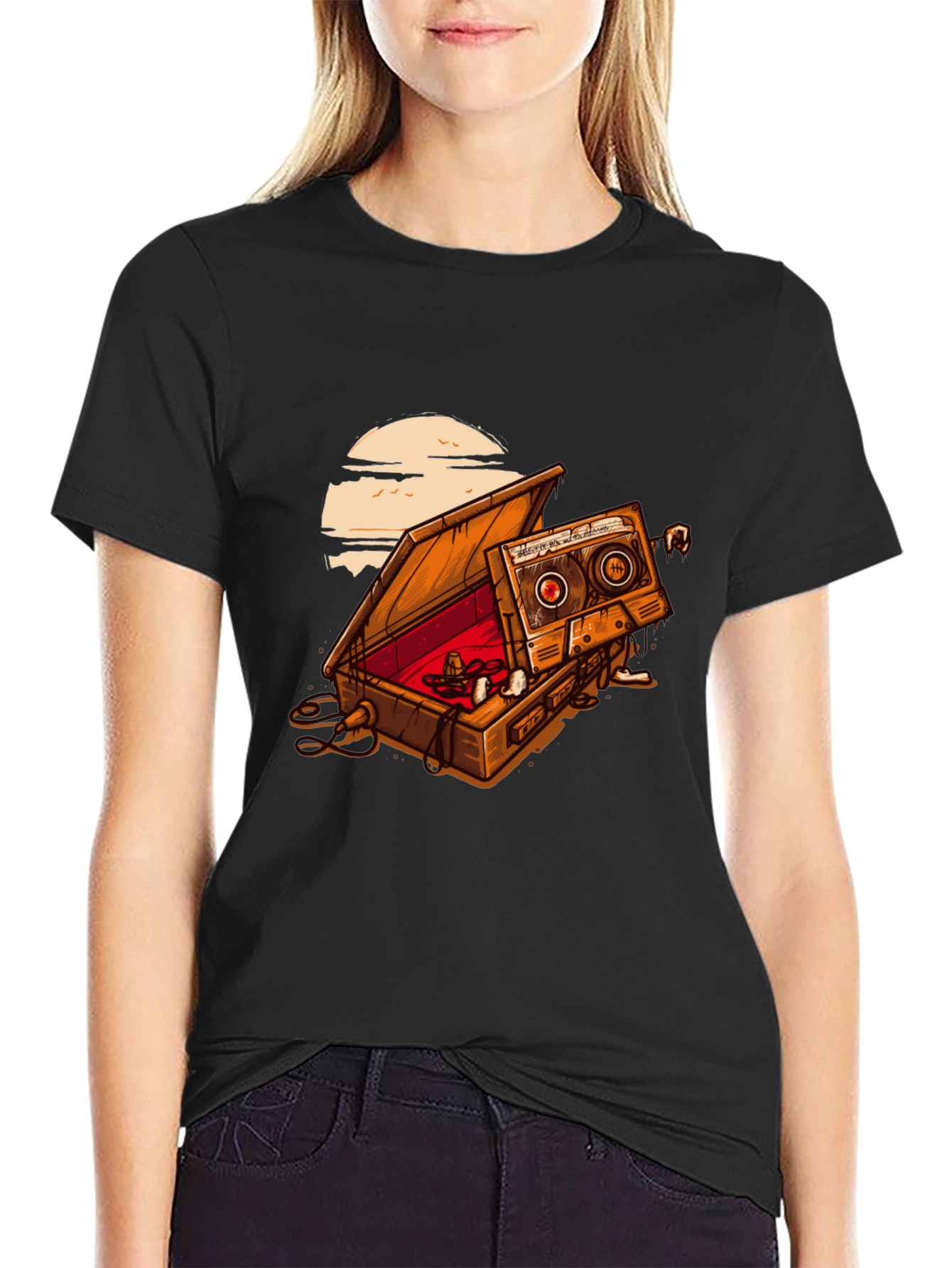 Retro Cassette Tape Coffin T-Shirt