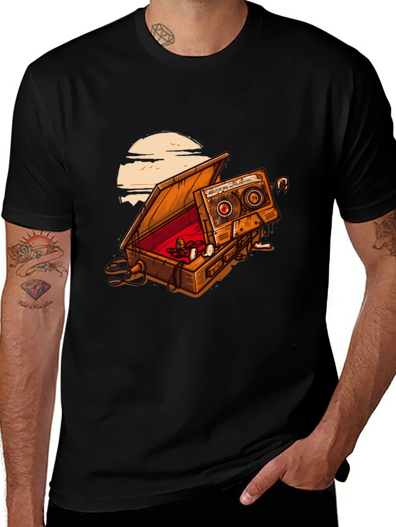 Retro Cassette Tape Coffin T-Shirt