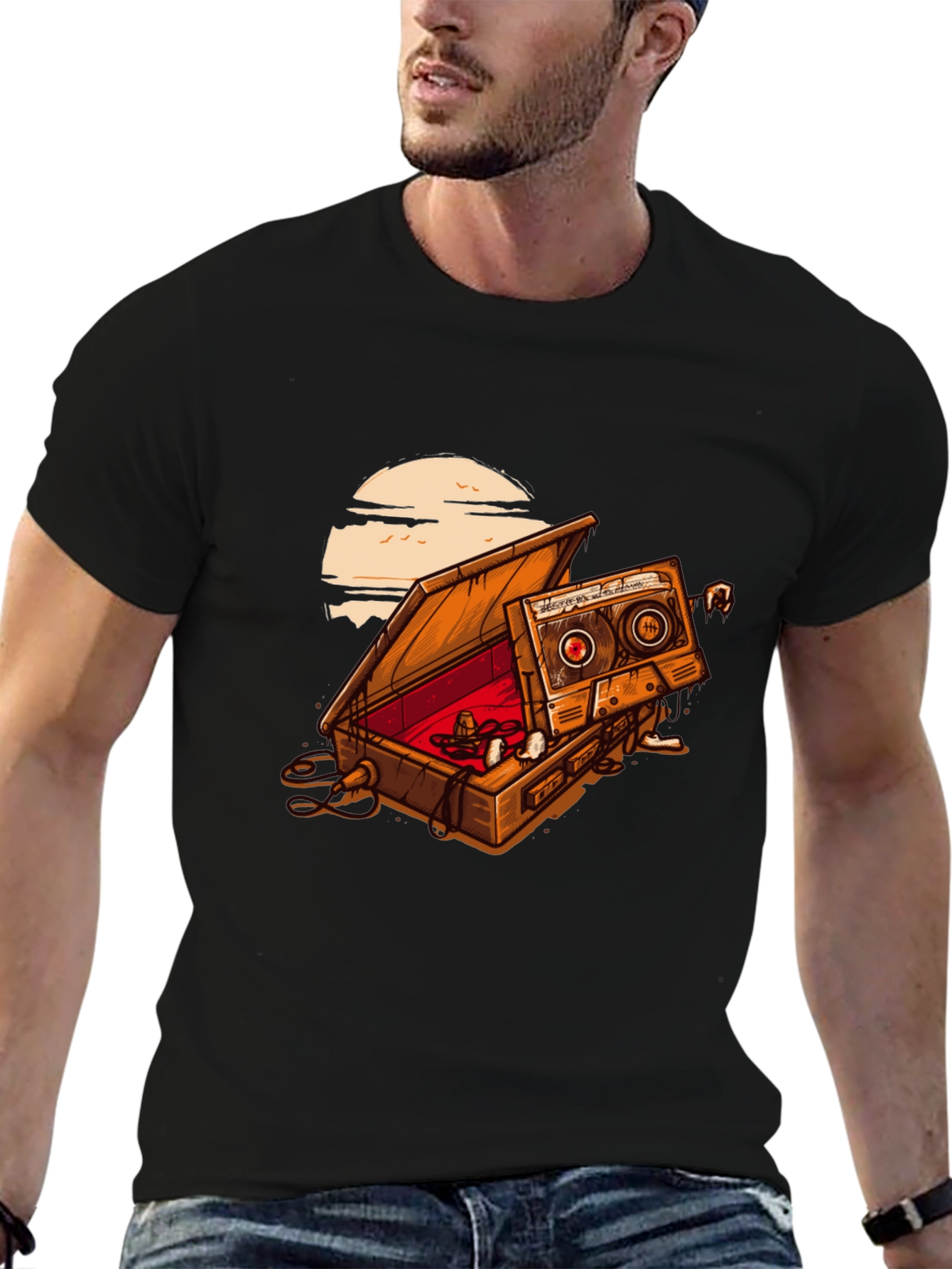 Retro Cassette Tape Coffin T-Shirt