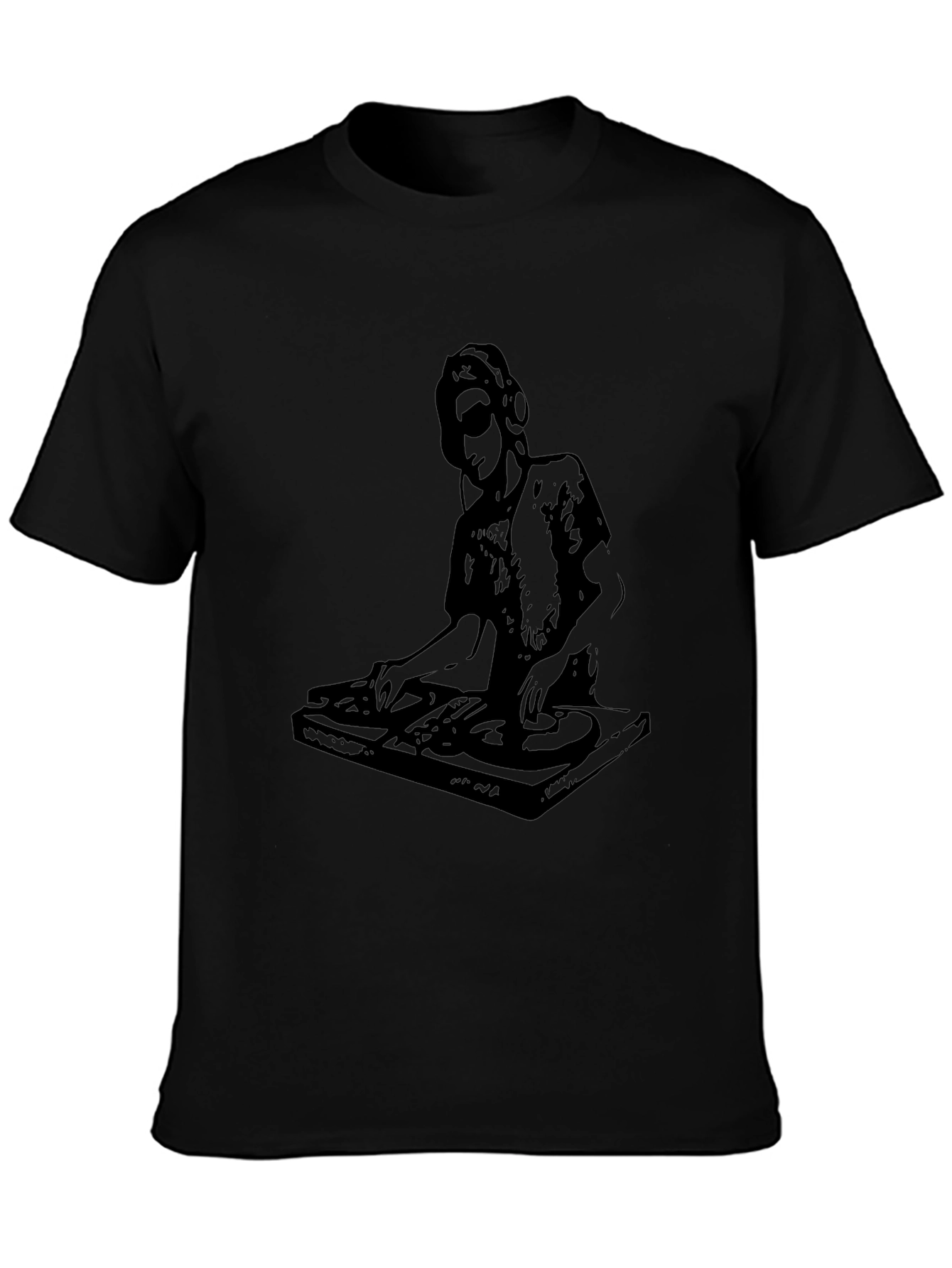 DJ Turntable Graphic Tee - Black Cotton Comfort