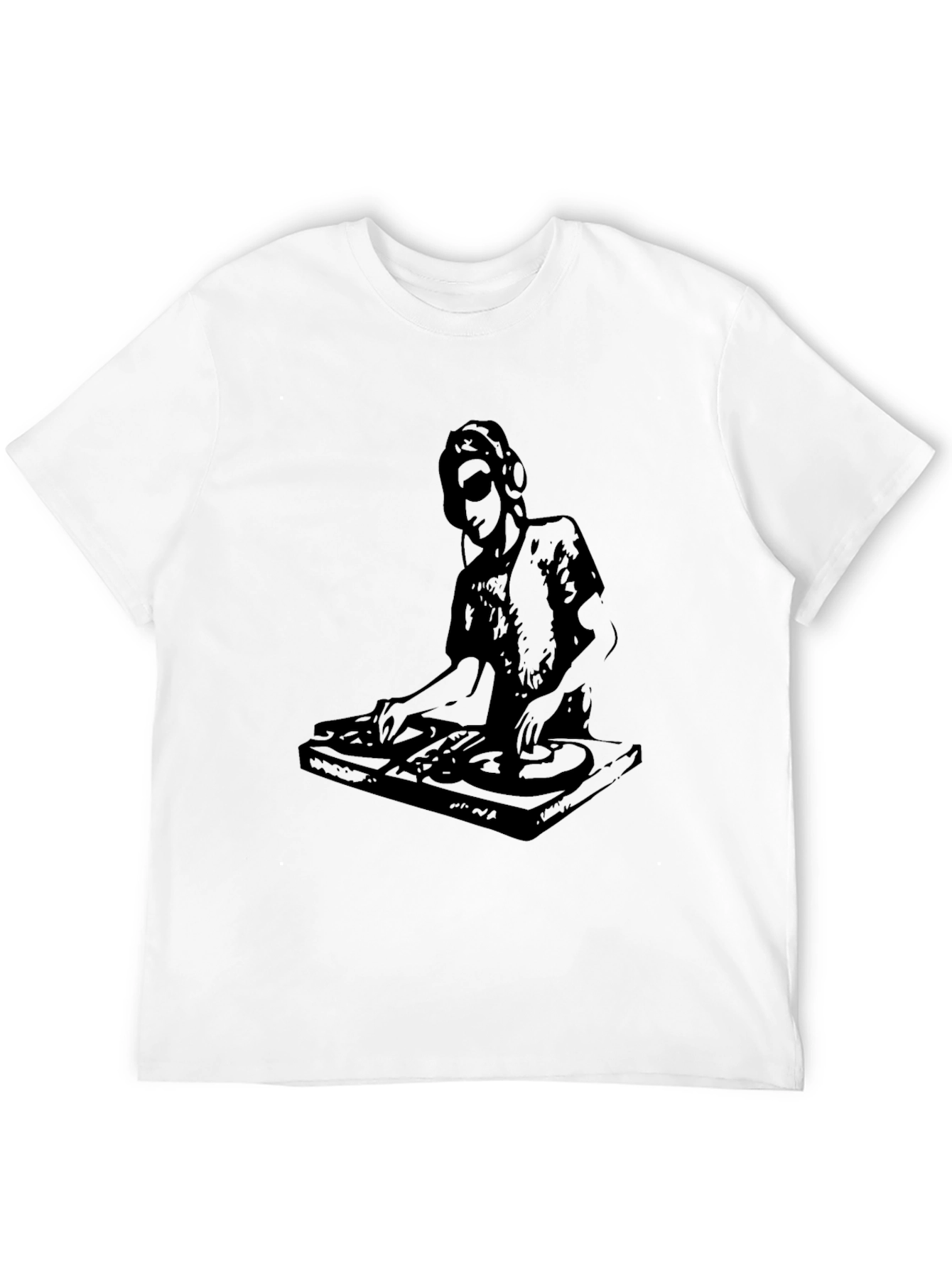 DJ Turntable Graphic Tee - Black Cotton Comfort