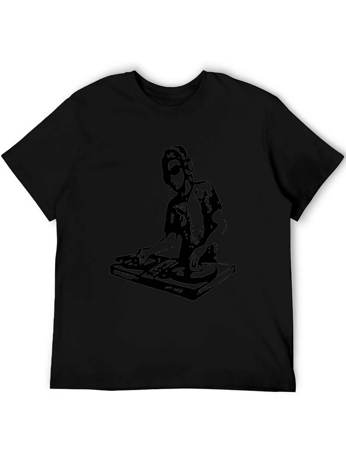 DJ Turntable Graphic Tee - Black Cotton Comfort