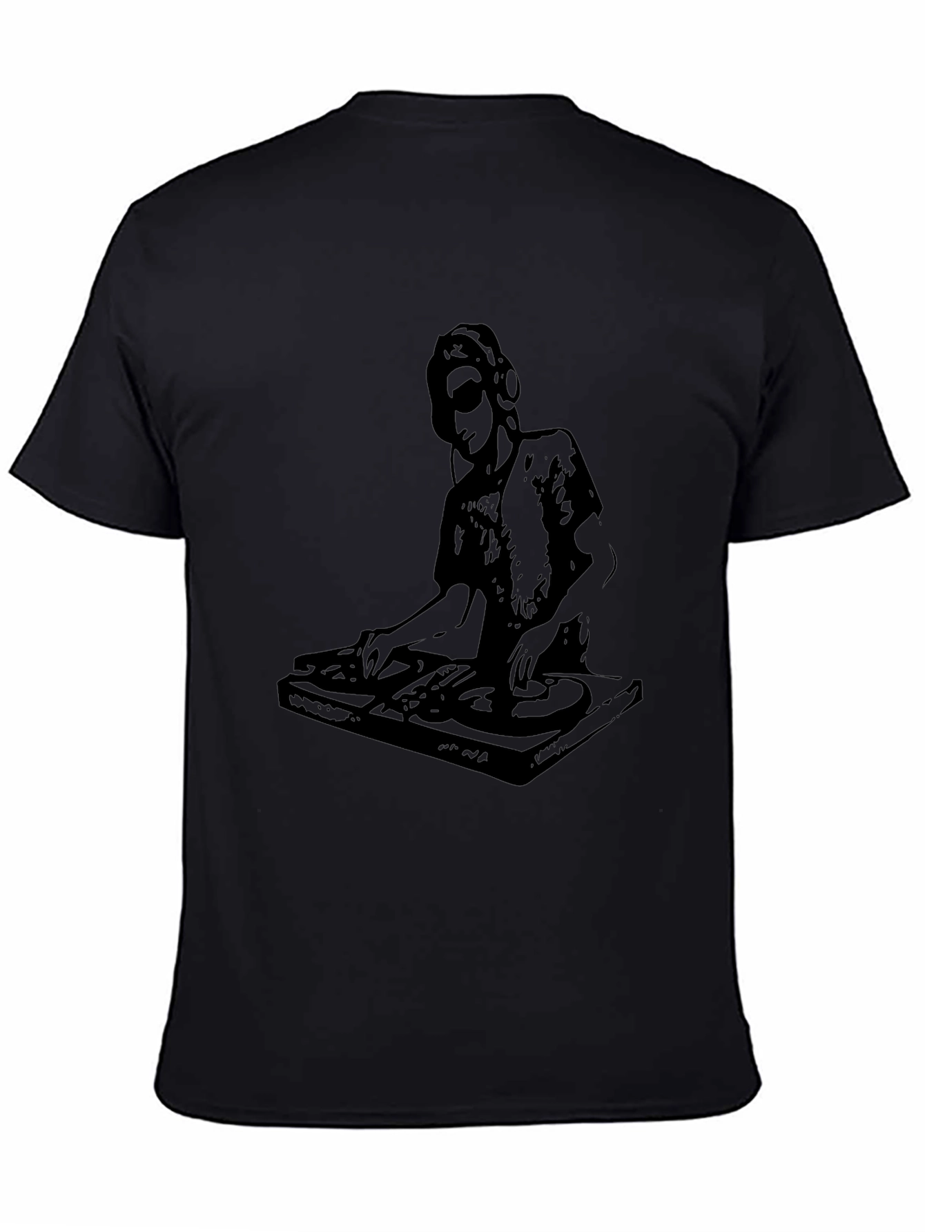 DJ Turntable Graphic Tee - Black Cotton Comfort