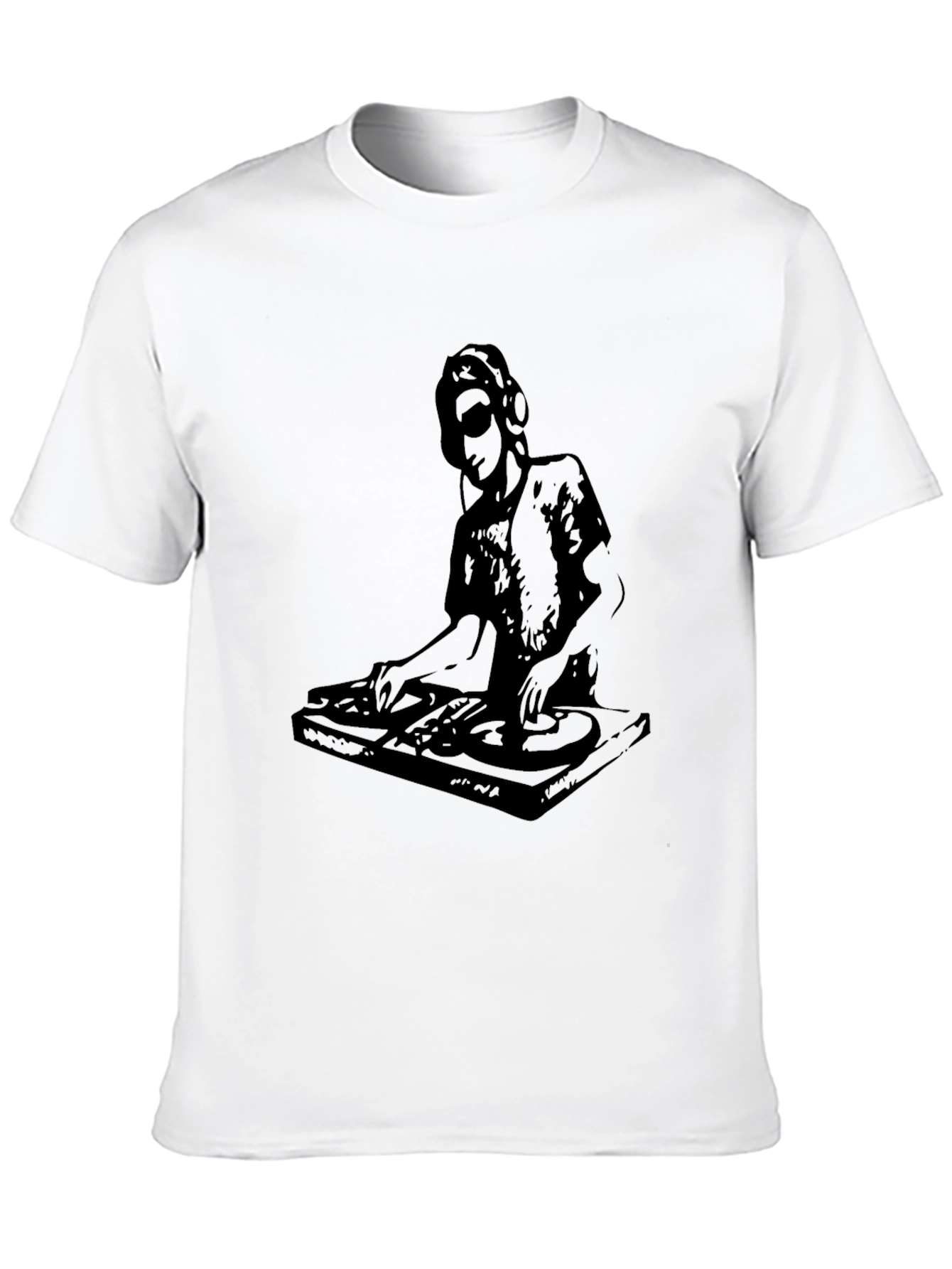 DJ Turntable Graphic Tee - Black Cotton Comfort