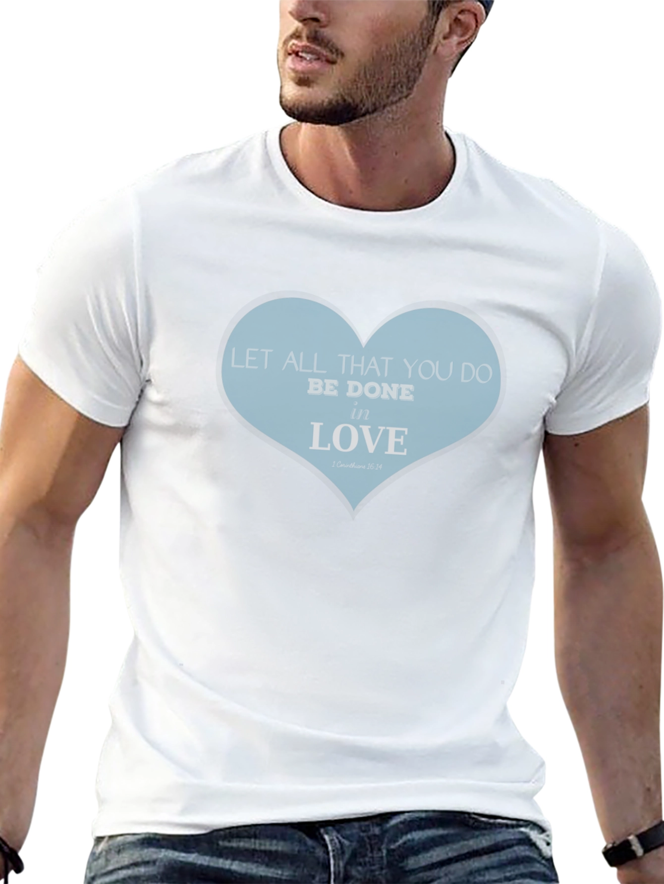 Love Scripture Heart T-Shirt - Black