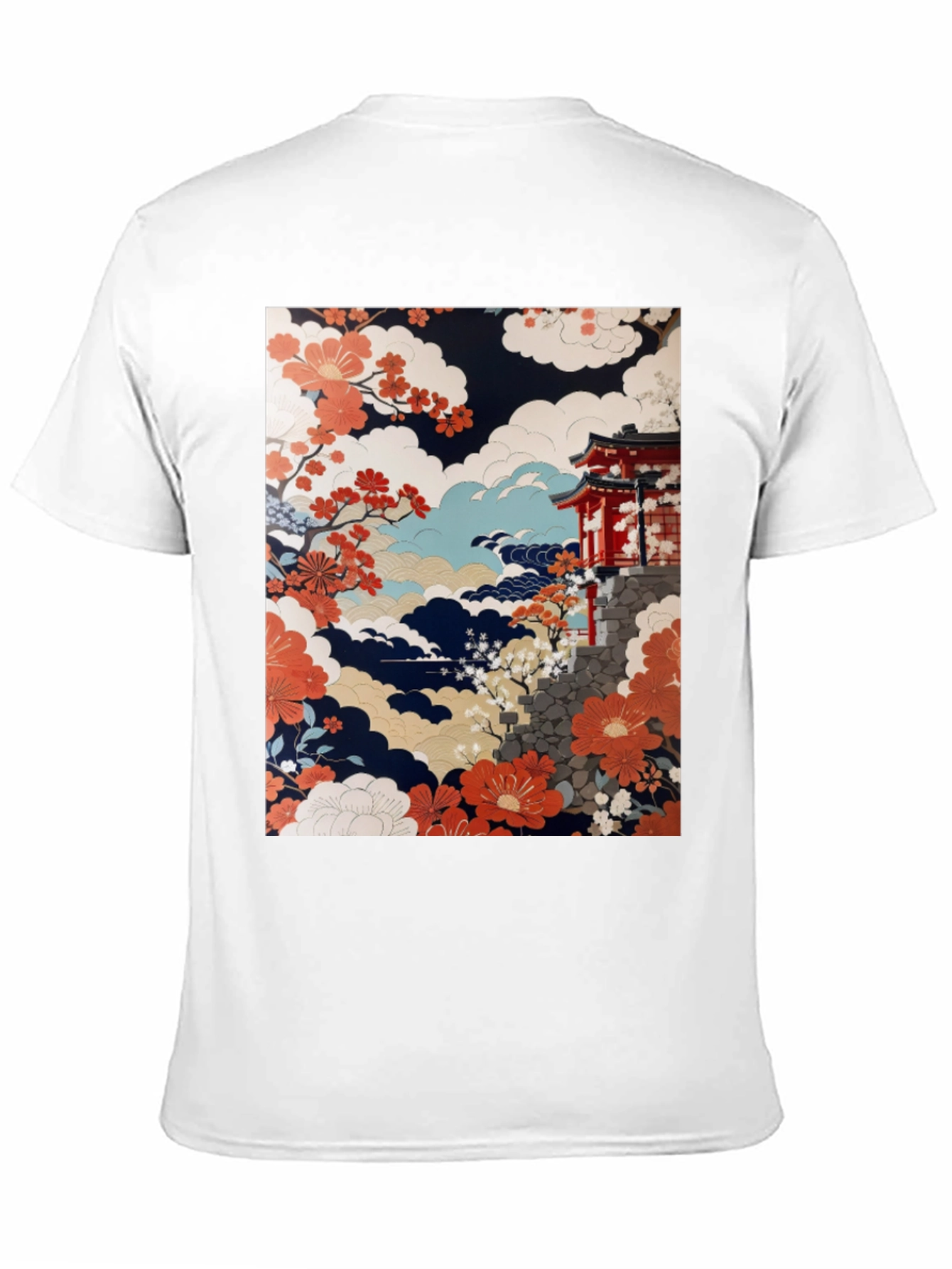 Japanese Art T-Shirt | Floral Temple Graphic Tee