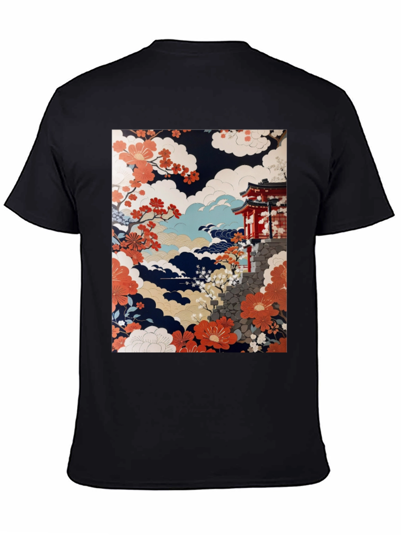 Japanese Art T-Shirt | Floral Temple Graphic Tee