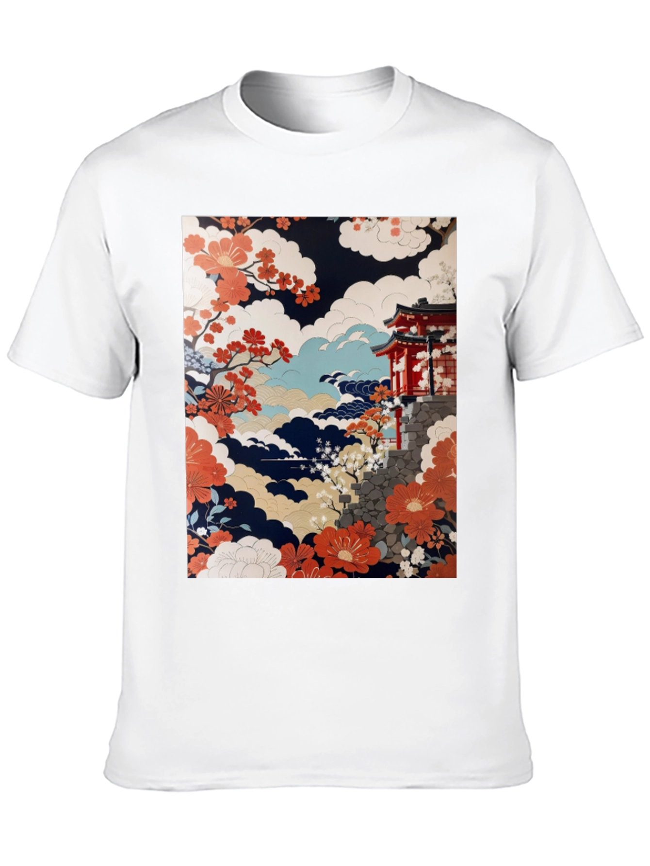 Japanese Art T-Shirt | Floral Temple Graphic Tee