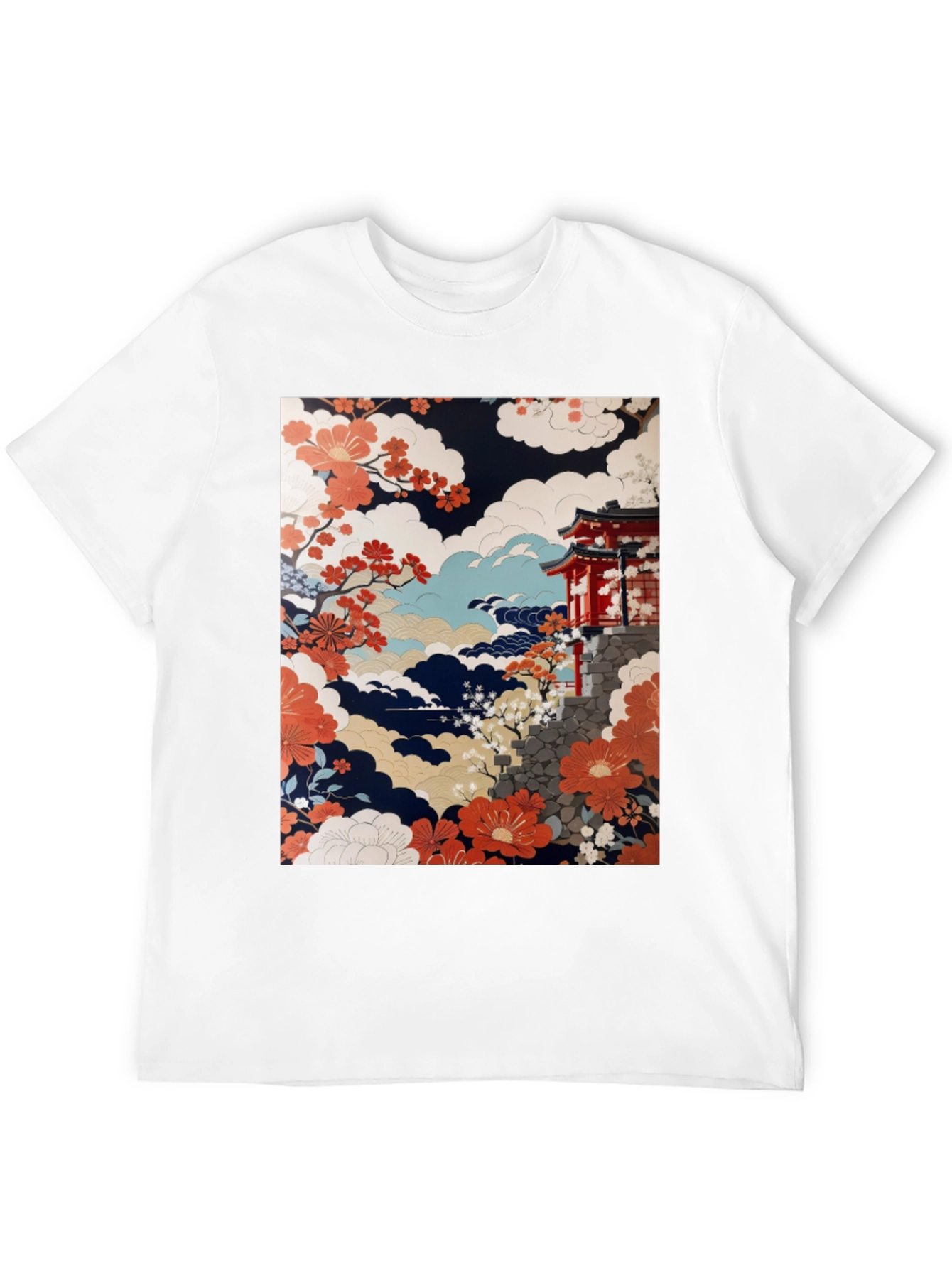 Japanese Art T-Shirt | Floral Temple Graphic Tee