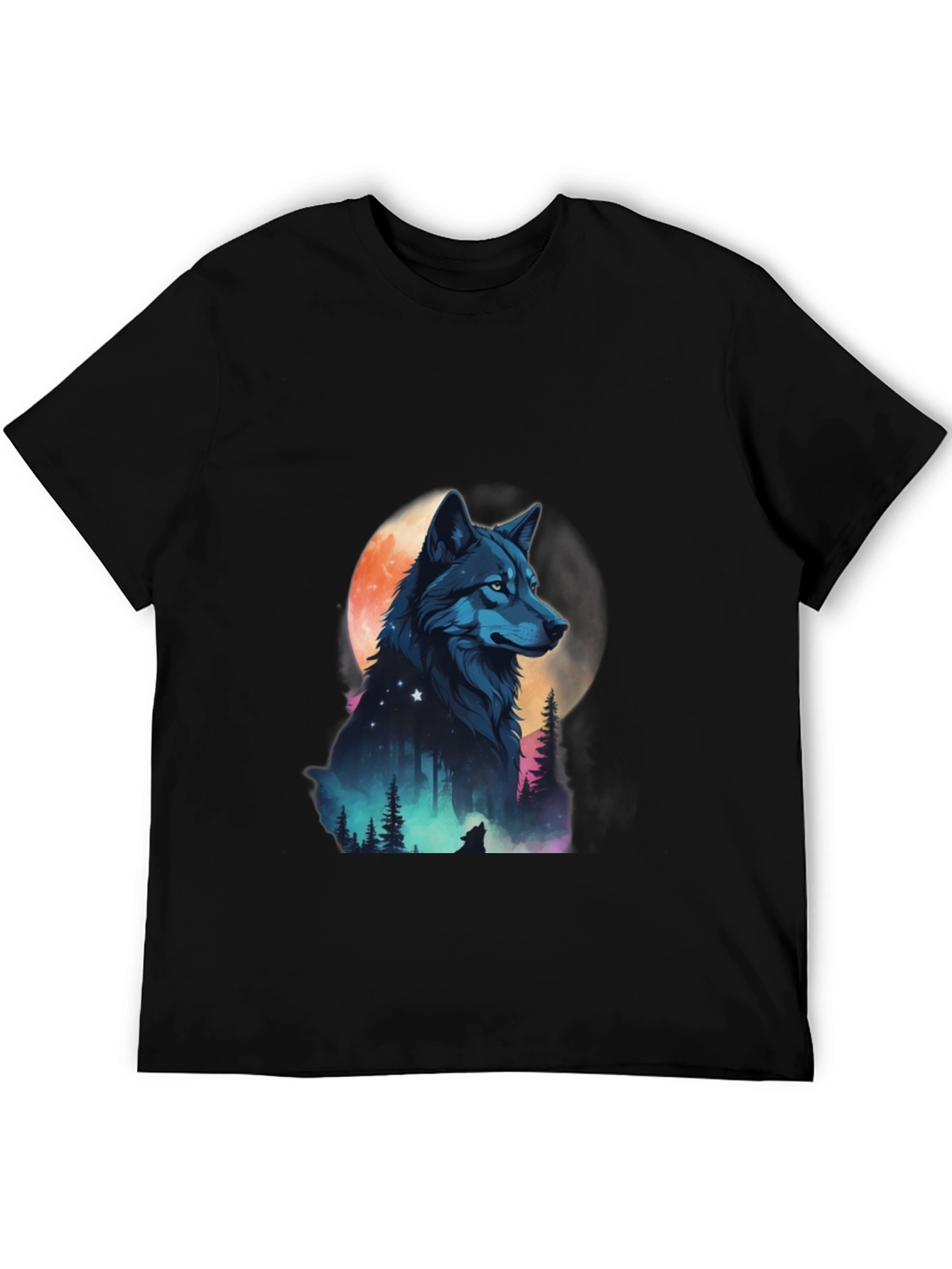 Wolf Moon Graphic Tee - Black Cotton Blend