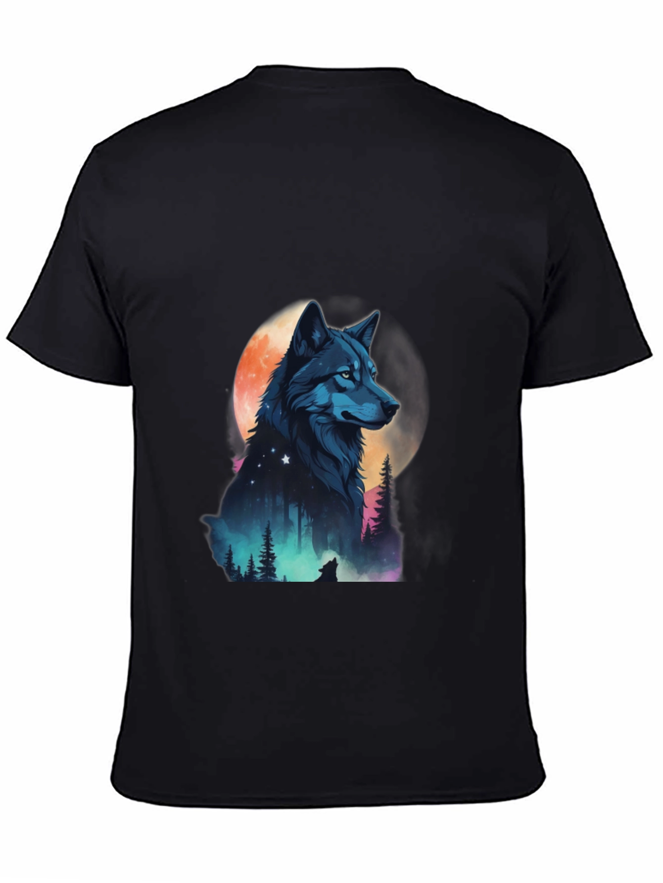 Wolf Moon Graphic Tee - Black Cotton Blend