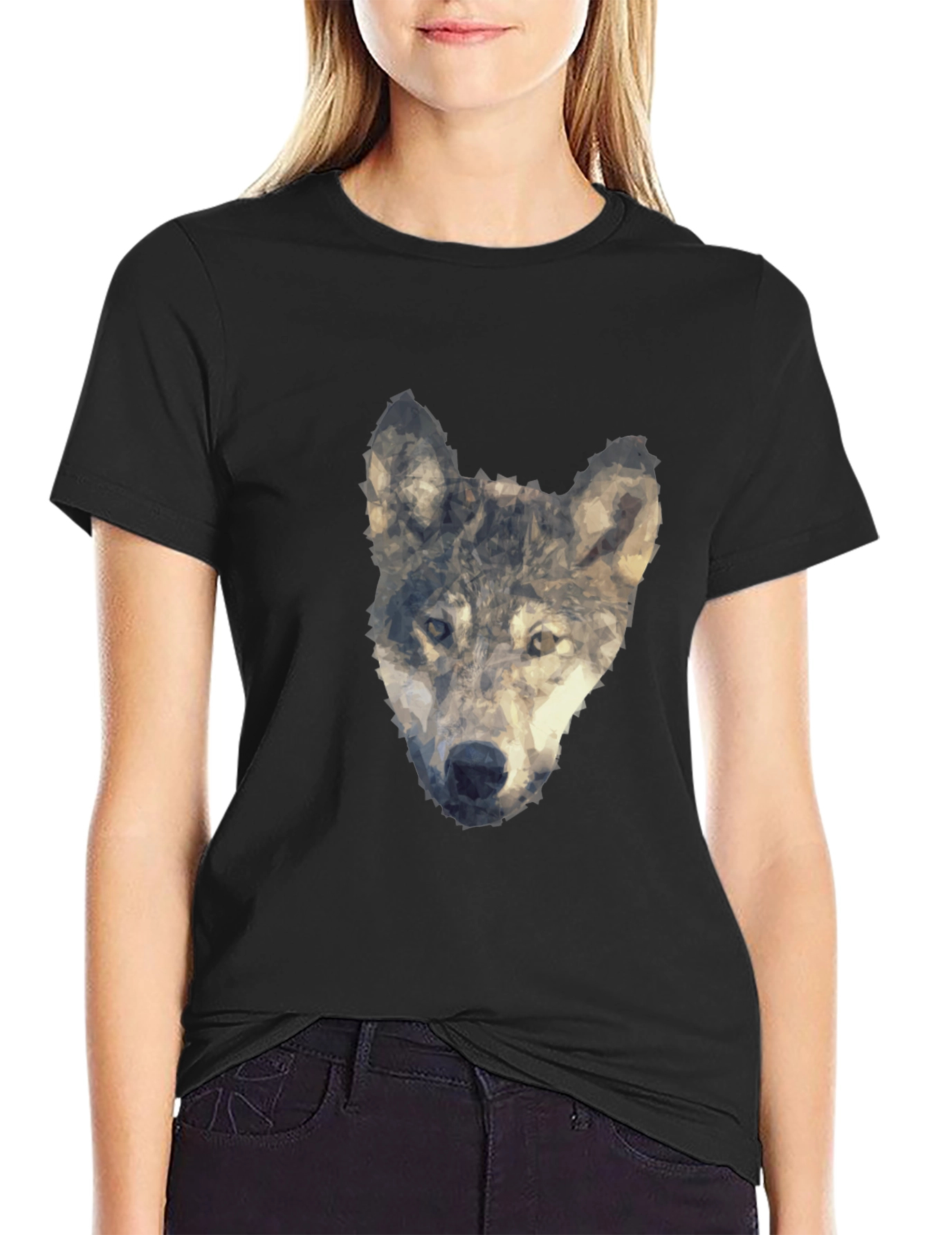 Wolf Graphic Print Tee - Modern Artistic Design