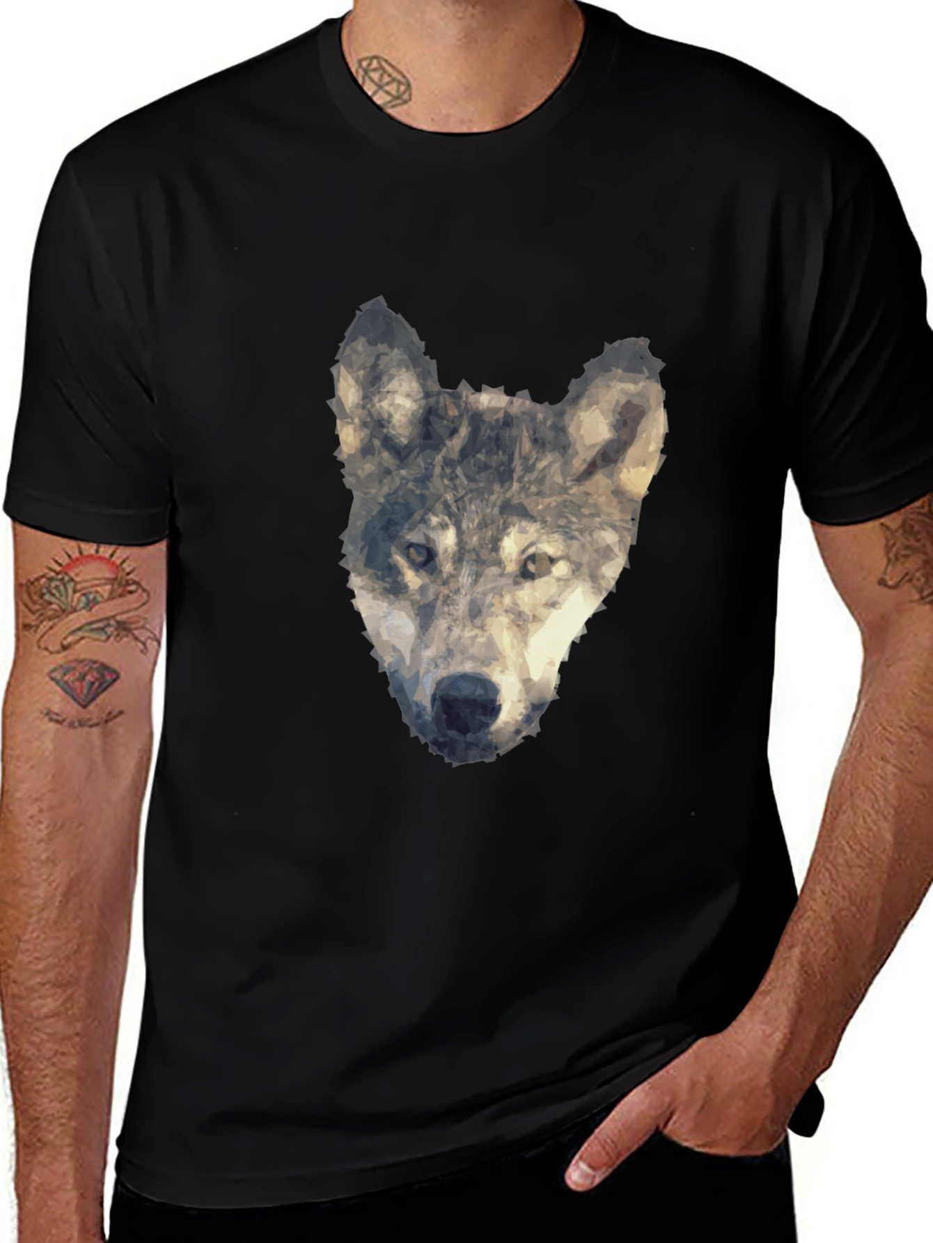 Wolf Graphic Print Tee - Modern Artistic Design