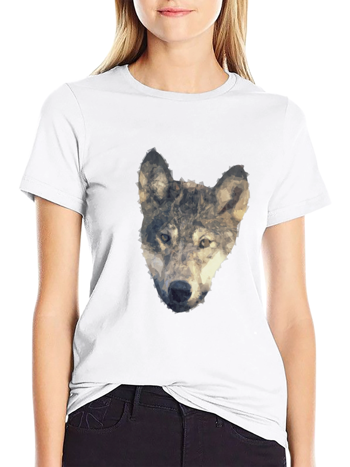 Wolf Graphic Print Tee - Modern Artistic Design
