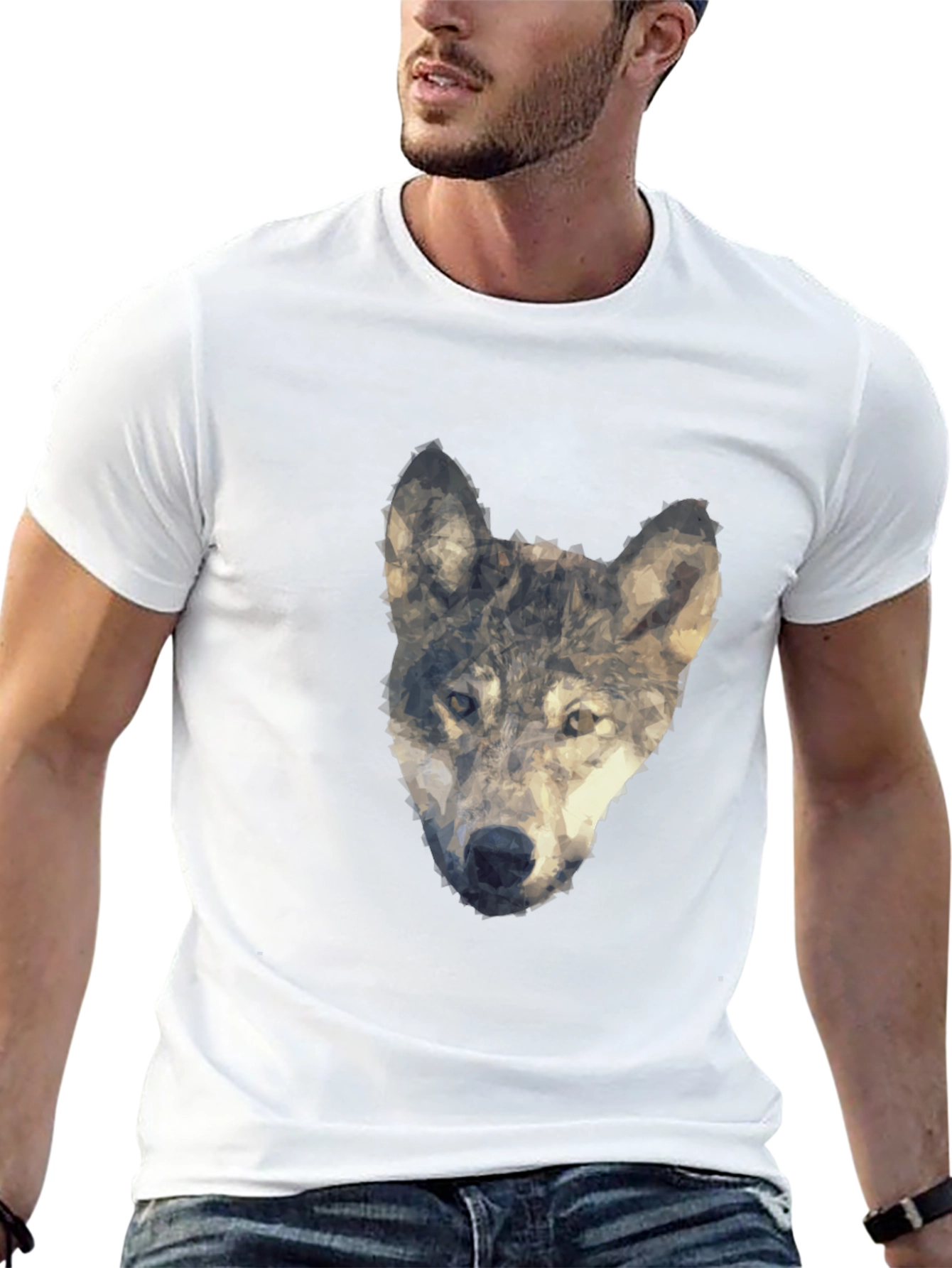 Wolf Graphic Print Tee - Modern Artistic Design