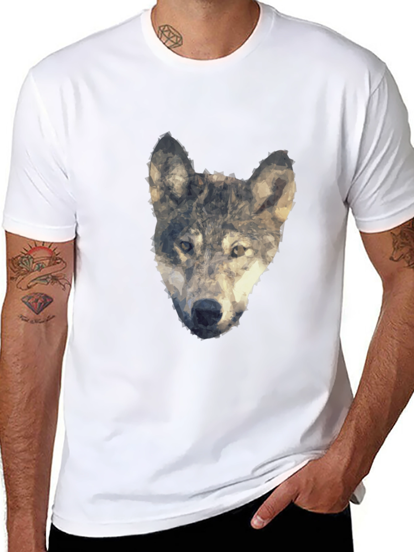 Wolf Graphic Print Tee - Modern Artistic Design