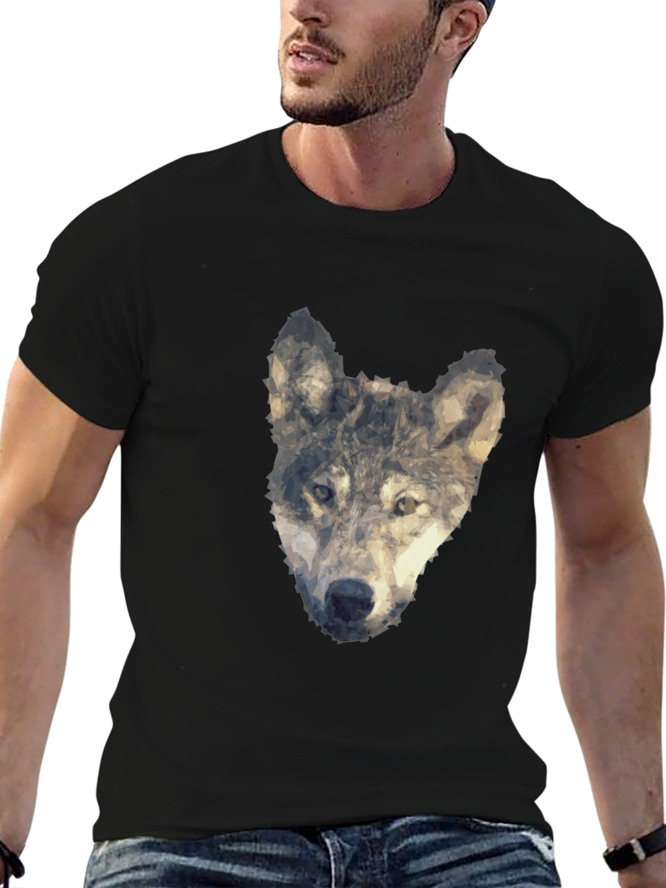 Wolf Graphic Print Tee - Modern Artistic Design