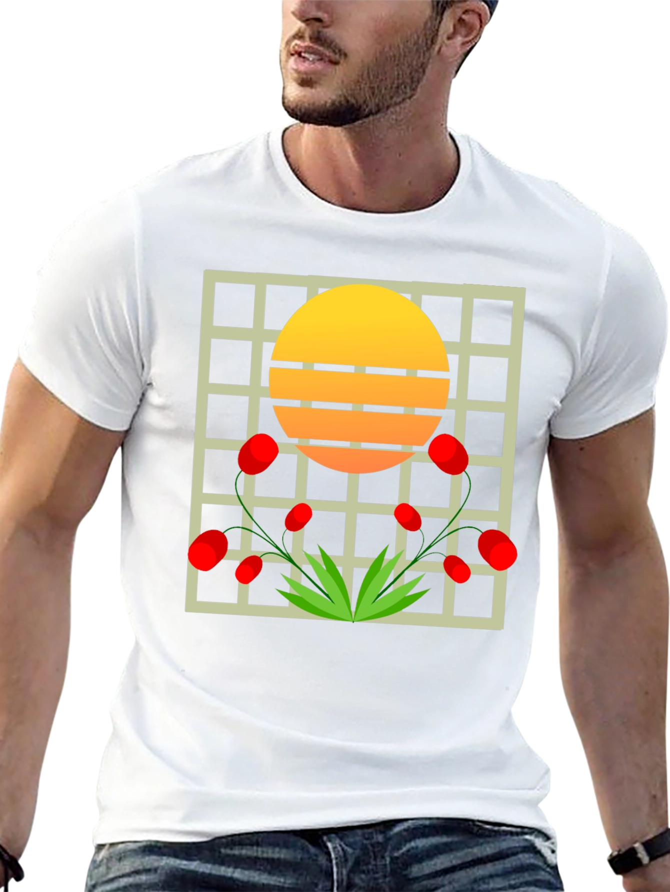 Abstract Sunset Floral Graphic Tee