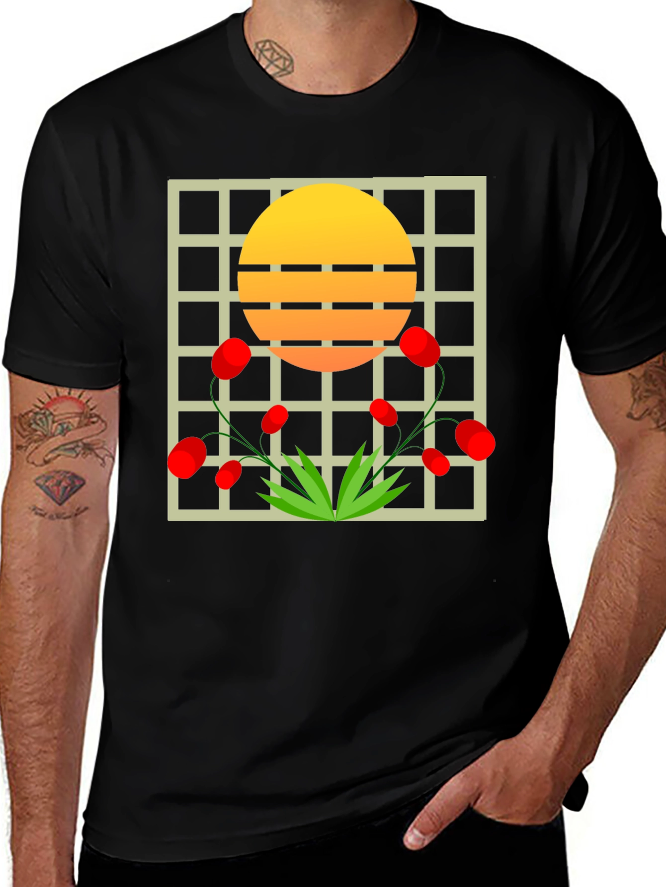 Abstract Sunset Floral Graphic Tee